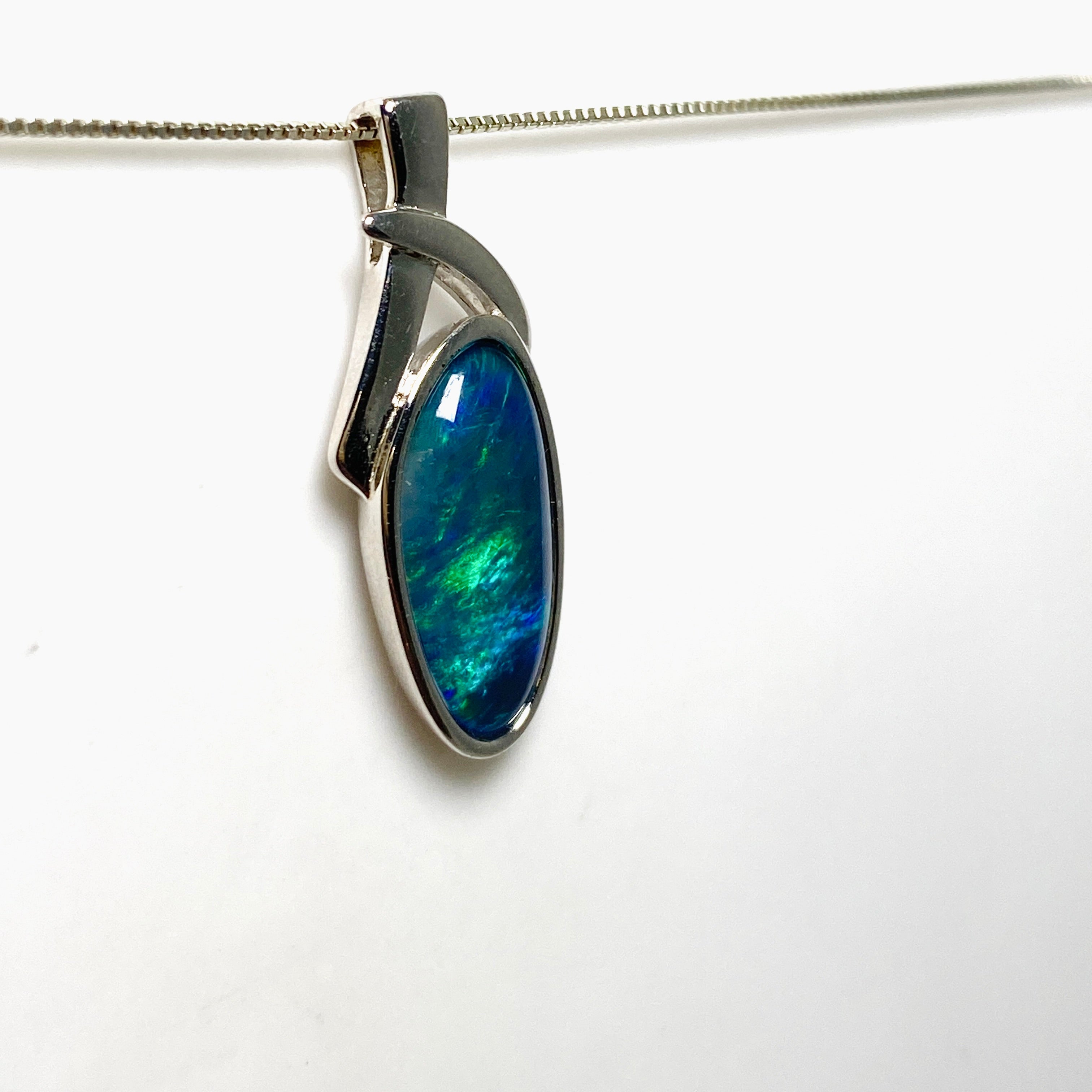 Australian Opal Triplet Freeform Cabochon Pendant in Decorative Sterling Silver Setting - GPJ17 | Elegant Jewelry for Women, Gift for Her, Birthday & Anniversary Present