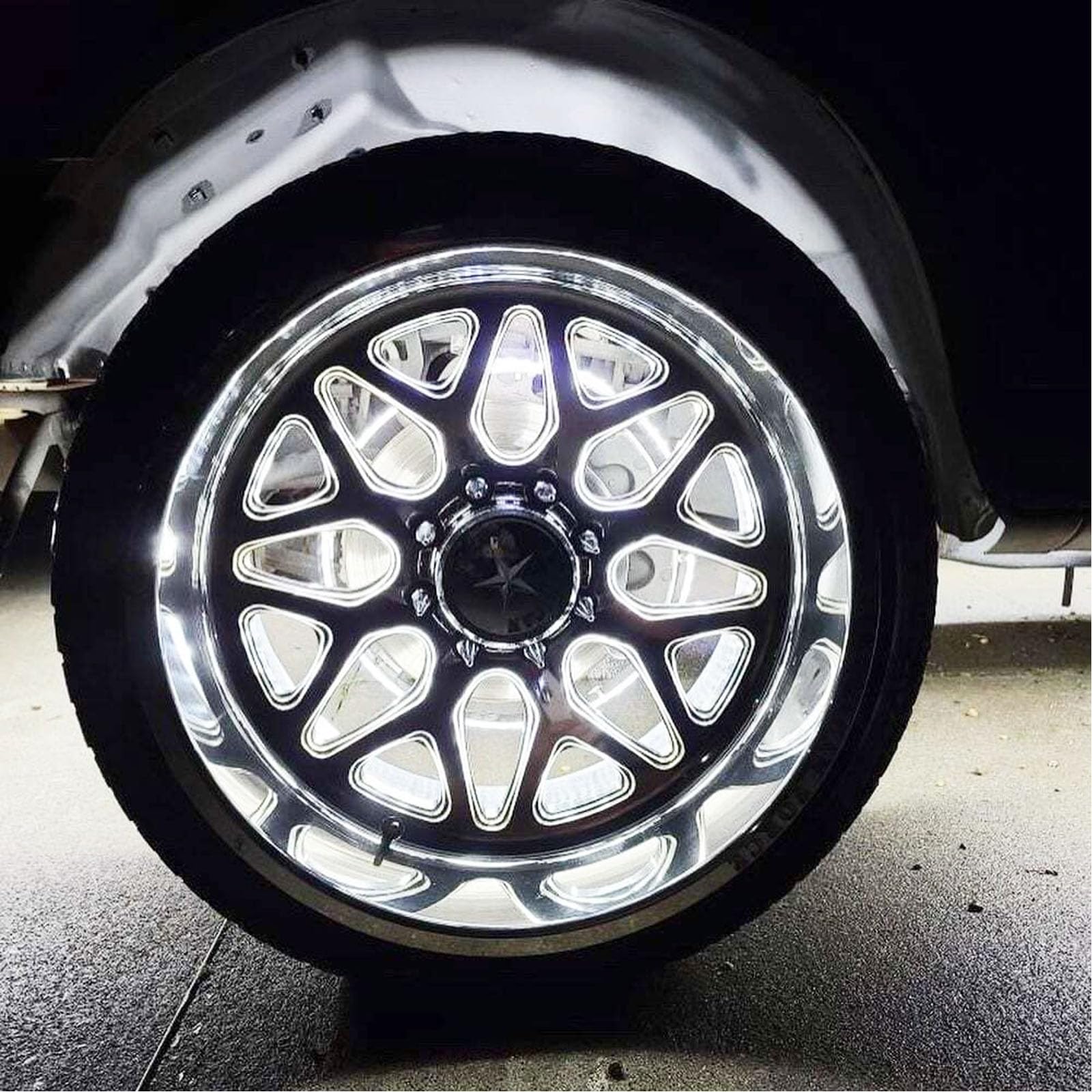 15.5 Inch 576 LED Pure White Wheel Ring Lights - Super Bright Double Row Waterproof Tire Rim Light Kit with RF Remote Control for Trucks, Cars, Off-Road Pickups - Perfect for Night Driving, Car Shows & Off-Road Adventures