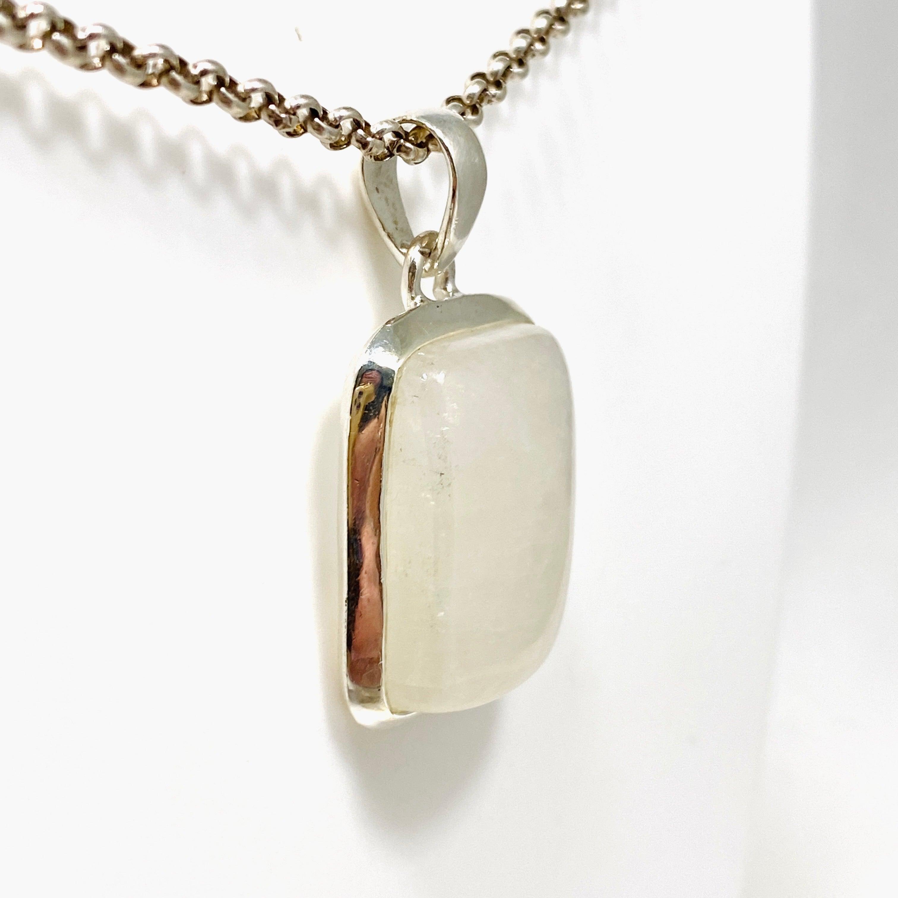 Moonstone Rectangular Pendant Necklace KPGJ4260 - Elegant Healing Crystal Jewelry for Women, Perfect for Meditation, Yoga & Spiritual Gifts