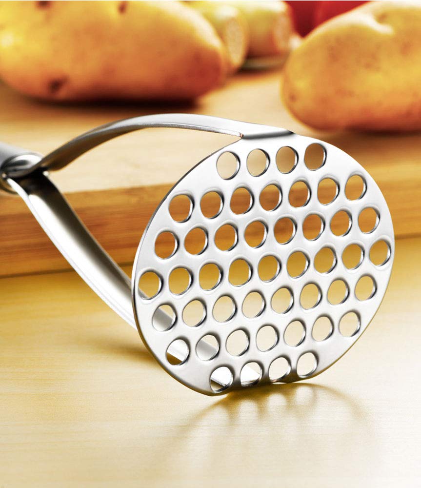 Premium Stainless Steel Potato Masher - Heavy Duty Kitchen Tool for Mashing Potatoes, Vegetables & Fruits - Perfect for Home Cooking, Meal Prep & Restaurant Use
