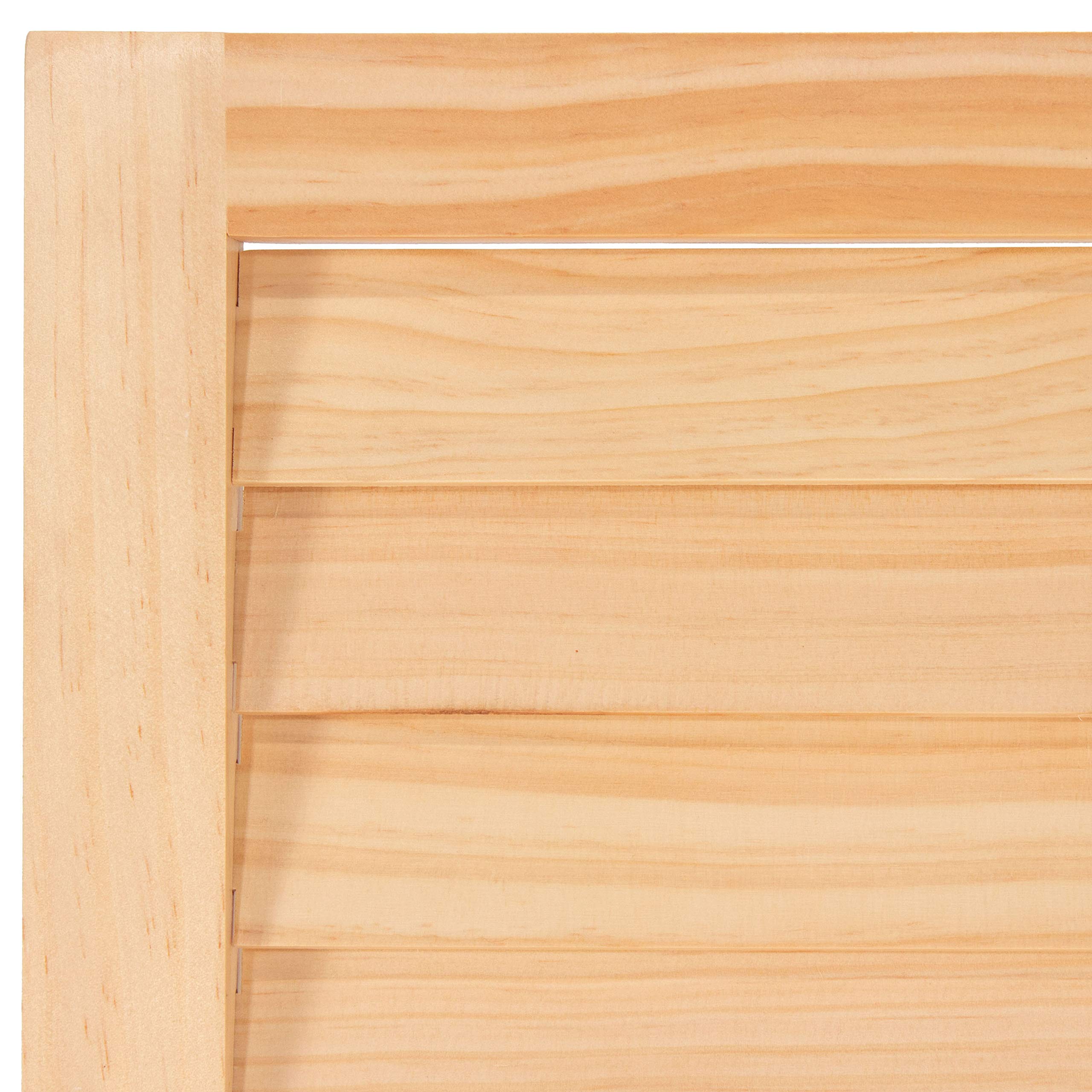 6 ft. Tall Red Lantern Louvered Beadboard Room Divider - Natural Wood 4 Panel Folding Screen for Home, Office, and Event Space Decoration