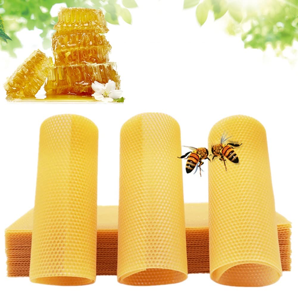 Pure Beeswax Sheets for Beekeeping - 30/60 Pcs Natural Honeycomb Foundation for DIY Candles, Beehive Building & Home Decor | Beekeeper Supplies & Candle Making Wax
