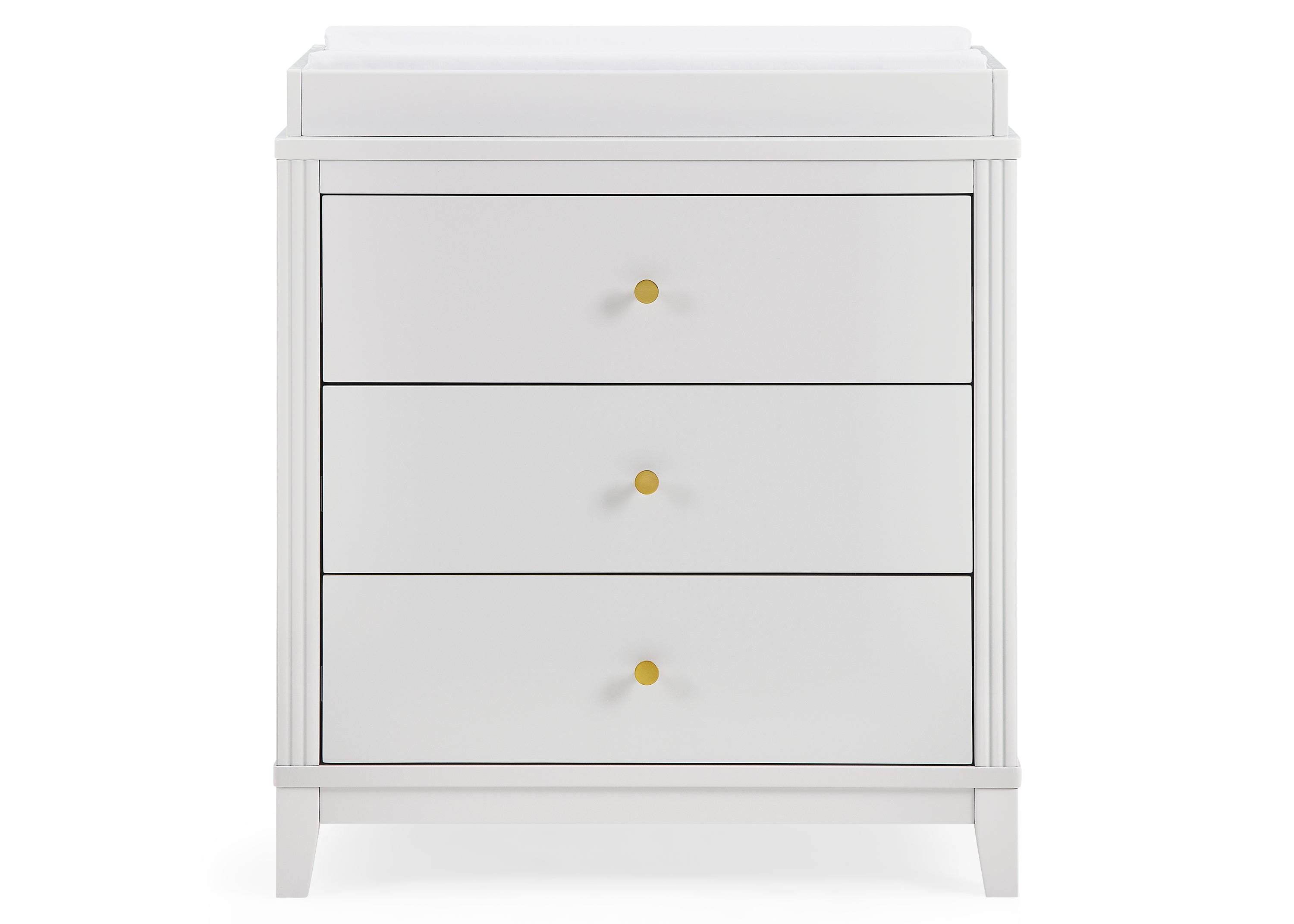Eloise 3 Drawer Dresser with Changing Top & Interlocking Drawers - Nursery Storage Solution for Baby Clothes, Diapers & Essentials | Modern Baby Changing Table & Dresser Combo for Nursery Organization