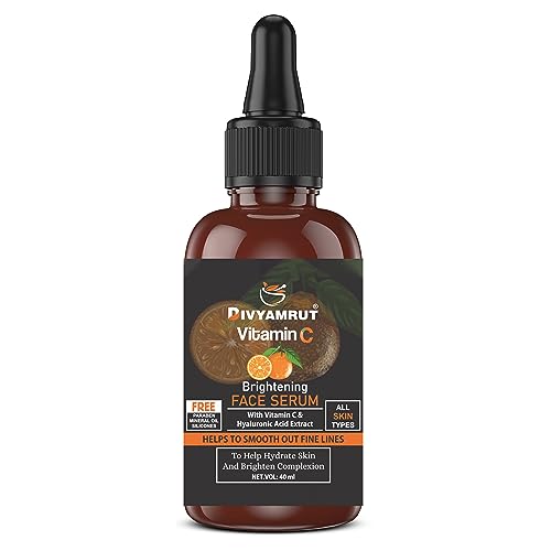 Divyamrut Vitamin C Face Serum for Brightening & Anti-Aging - 40ml (Pack of 1) - Glowing Skin Care for Men & Women - Perfect for Daily Skincare Routine & Nighttime Regimen