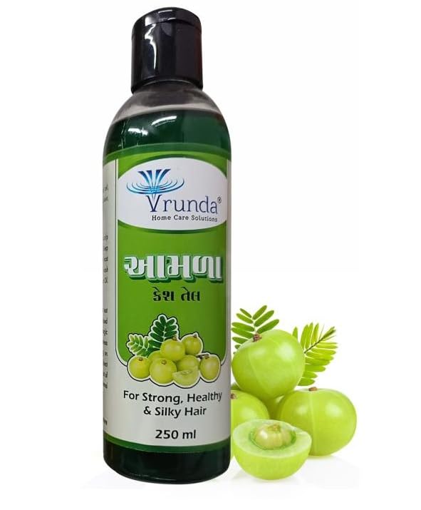 Vrunda Amla Hair Oil for Hair Growth & Repair - 250ml Natural Treatment for Damaged Hair - Men & Women - Daily Hair Care for Stronger, Healthier Locks - Perfect for Scalp Massage & Overnight Hair Treatment