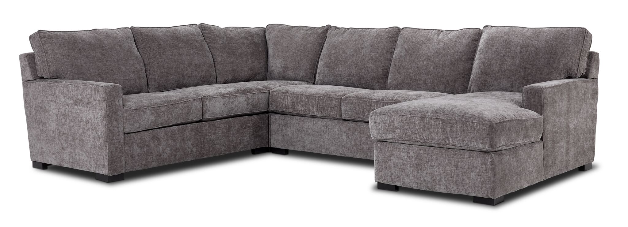 Charlotte 4-Piece Sectional Sofa with Right-Facing Chaise in Pewter Gray - Perfect for Living Rooms, Family Rooms & Home Theaters