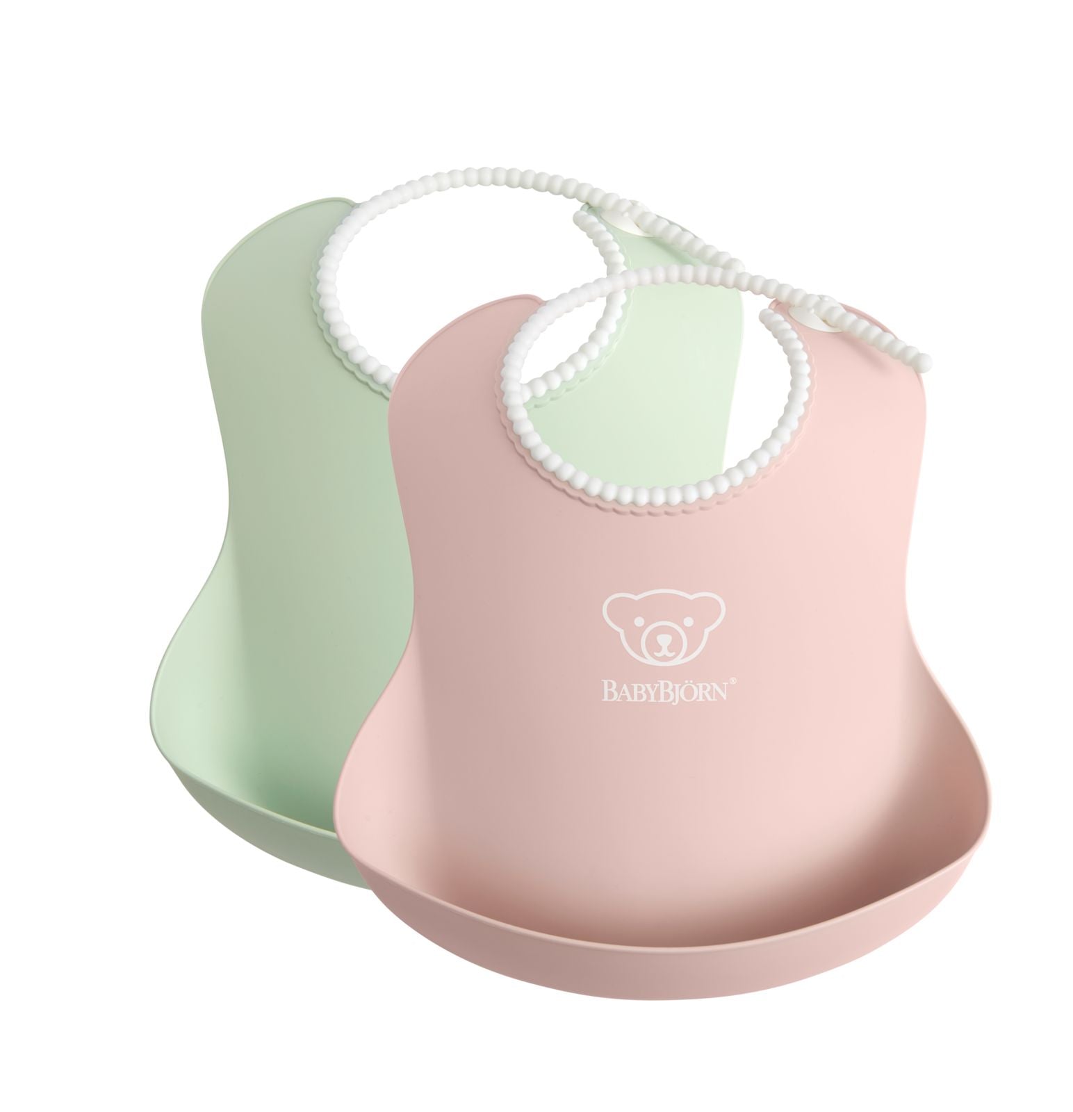 BabyBjorn Baby Bibs 2-Pack - Soft Silicone Feeding Bibs for Infants & Toddlers - Waterproof, Easy to Clean - Perfect for Mealtime, Snacks & Messy Play