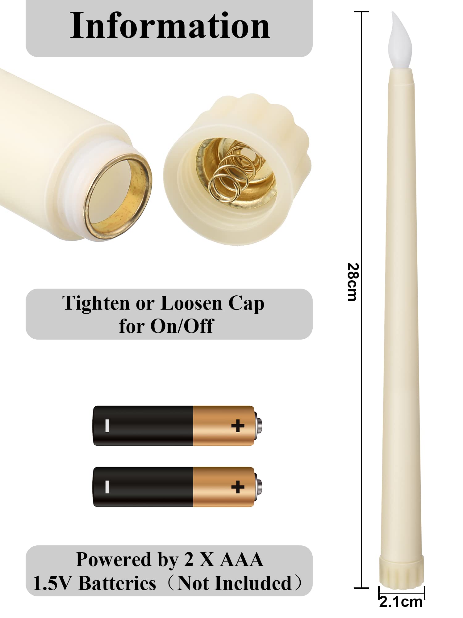 72 Pack Flameless LED Taper Candles - 11 Inch Battery Operated Candles with Realistic Flickering Warm White Light for Wedding, Church, Party Decor - Perfect for Centerpieces, Holiday & Home Decoration (Batteries Not Included)