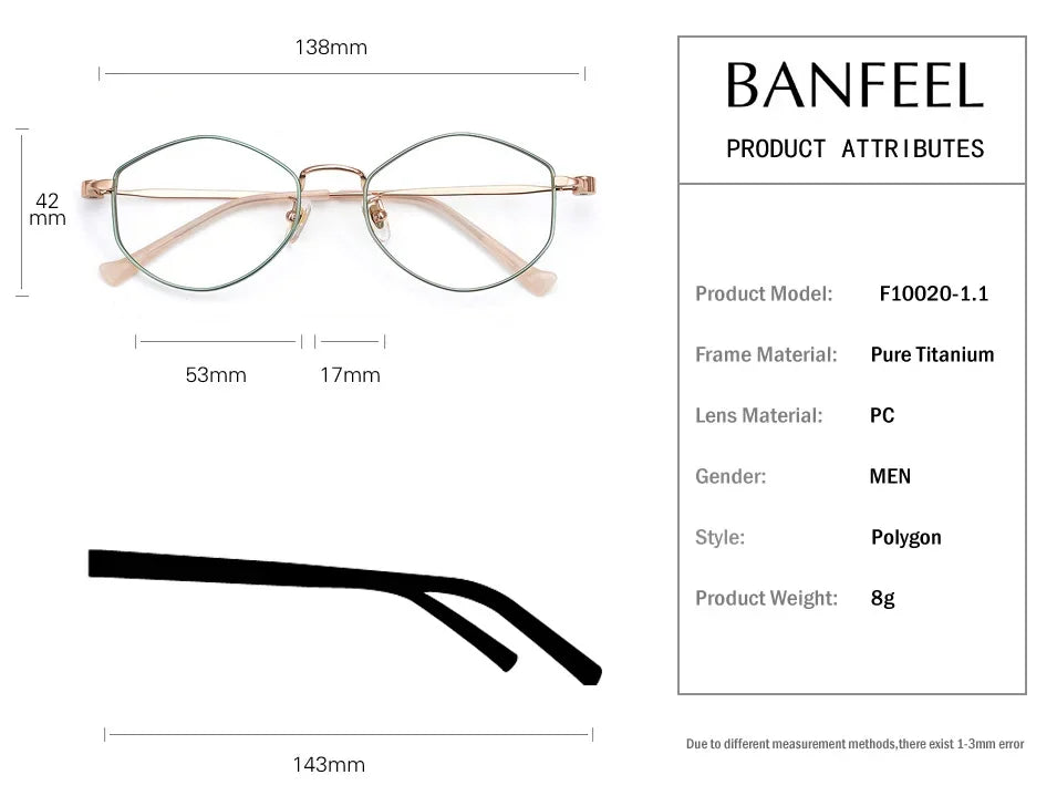 Stylish Aror Women's Full Rim Irregular Polygon Oval Titanium Eyeglasses Frame 14941 - Lightweight & Durable for Work, Reading & Fashion