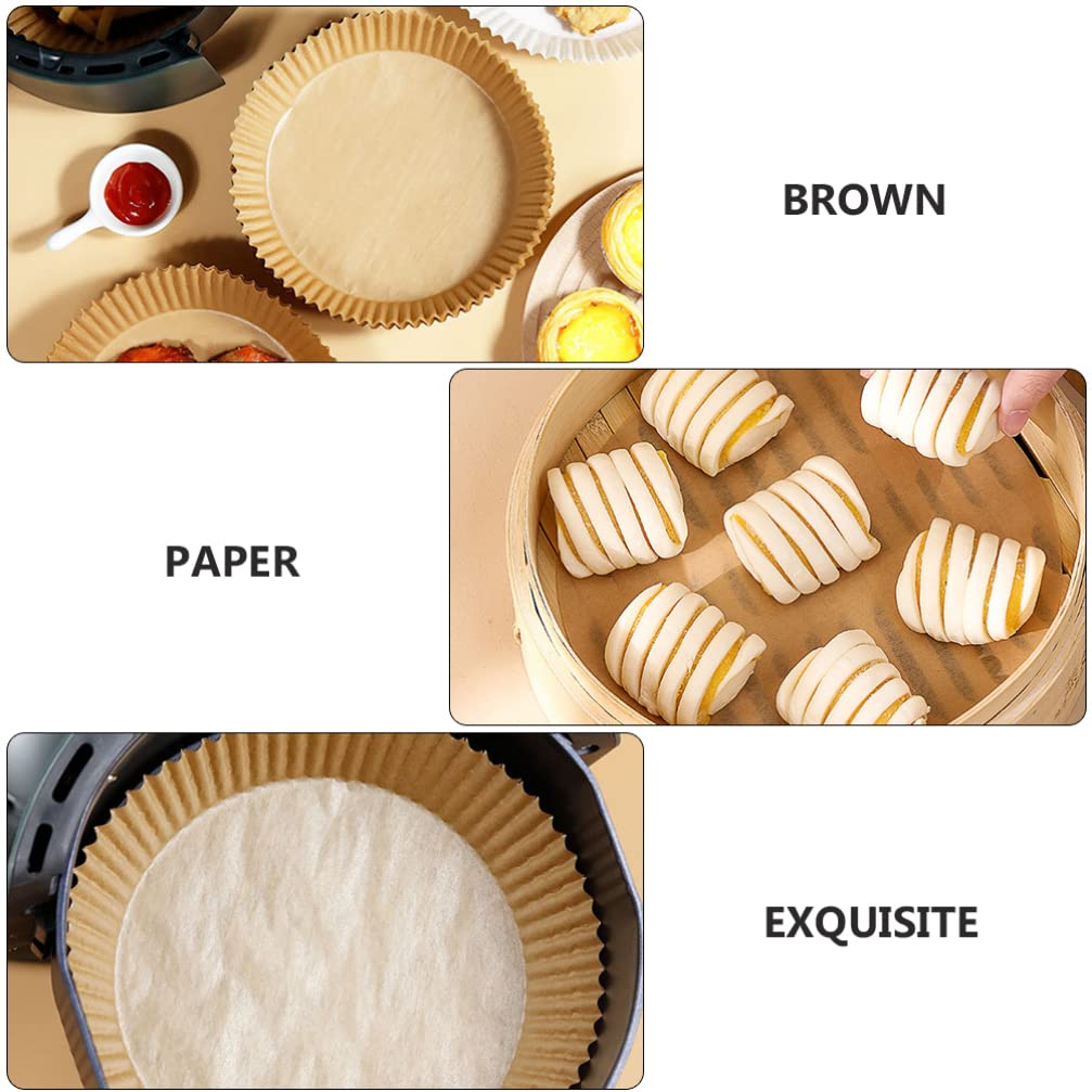 80pcs Hemoton Air Fryer Paper Liners - Oil-Proof Non-Stick Baking Pads for Air Fryer, BBQ & Kitchen Steaming | Perfect for Healthy Cooking, Meal Prep & Easy Cleanup