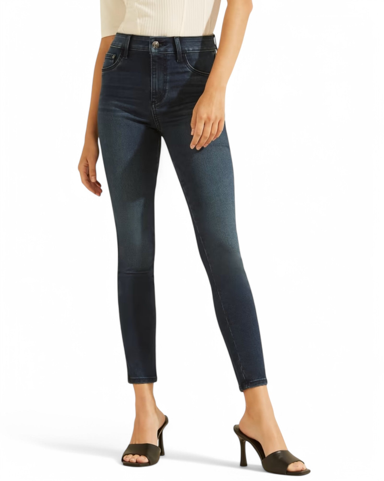 1981 Skinny High Rise Leggings for Women - Shanti Wash Stretch Denim Look Yoga Pants | Perfect for Workout, Yoga & Casual Wear