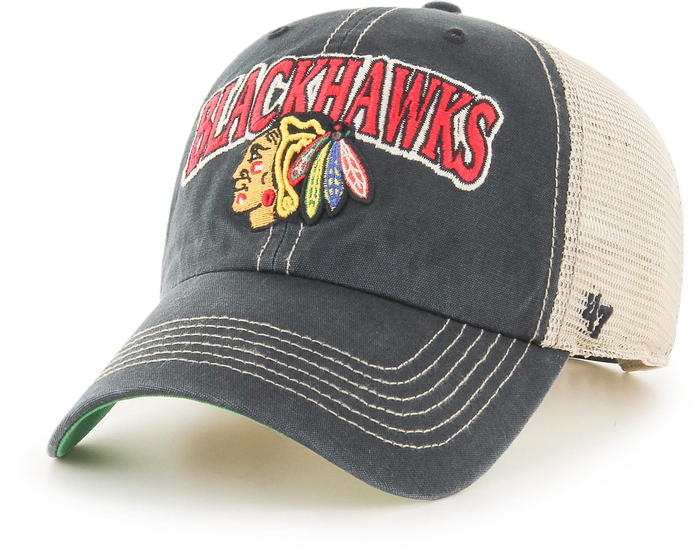 Chicago Blackhawks 47 Brand Vintage Black Adjustable Baseball Cap - Stylish Sports Hat for Men & Women, Perfect for Game Day, Casual Wear & Fan Gear