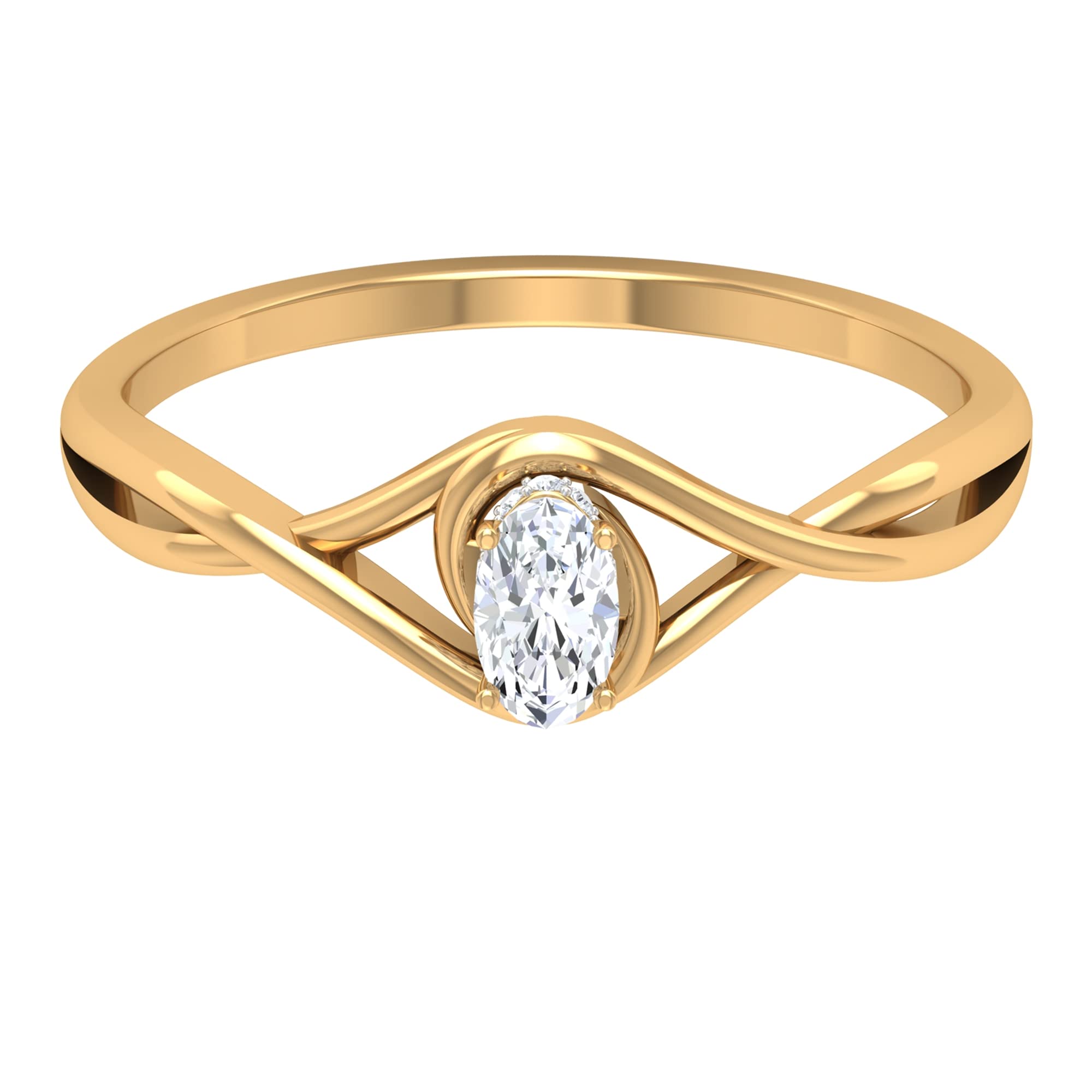 1/2 CT Oval Cut Diamond Solitaire Ring - 14K Solid Gold Criss Cross Promise Ring for Women, GIA Certified | Perfect for Engagement, Anniversary & Special Occasions