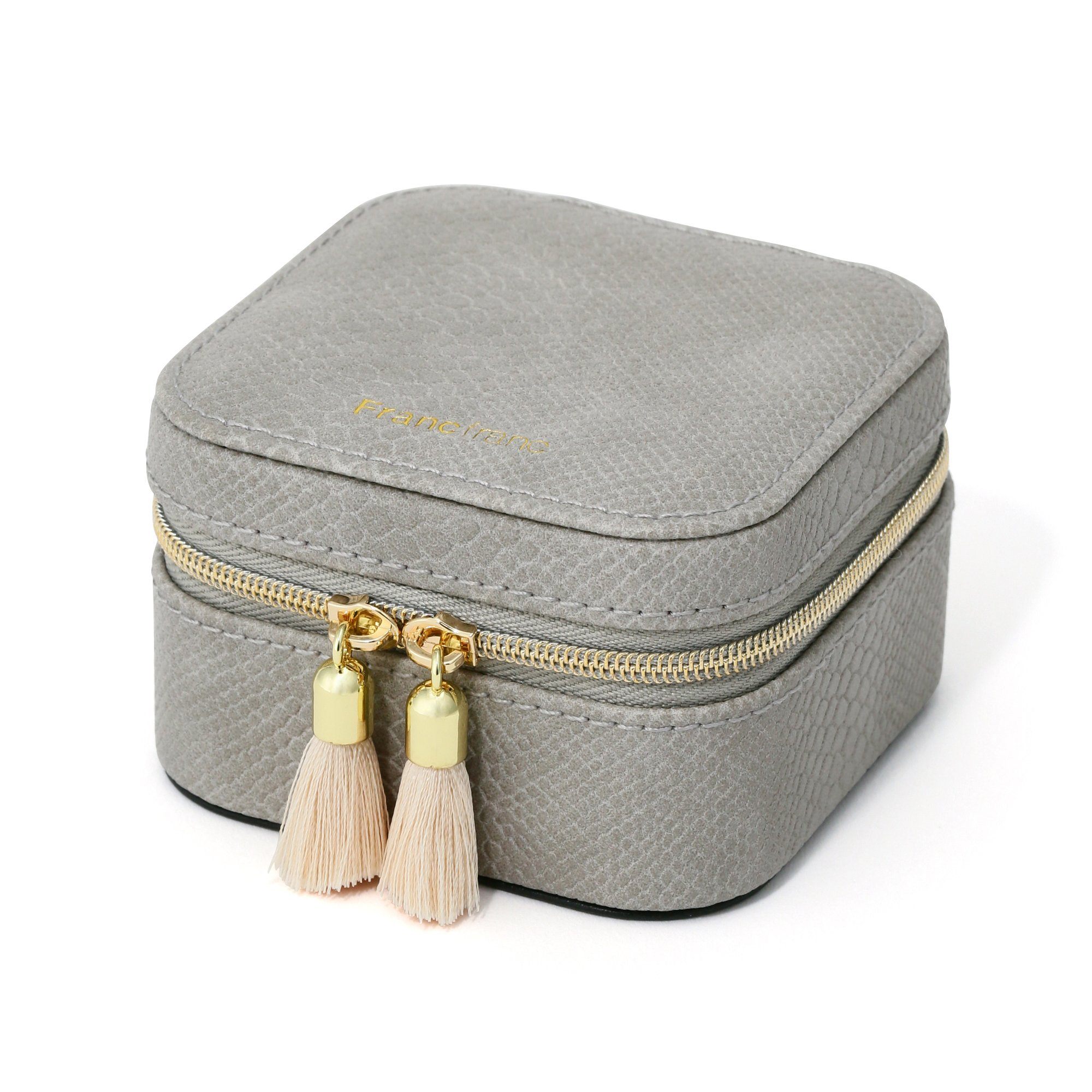Flavia Travel Jewelry Box Gray - Portable Jewelry Organizer for Necklaces, Rings & Earrings - Perfect for Vacation, Business Trips & Gifts