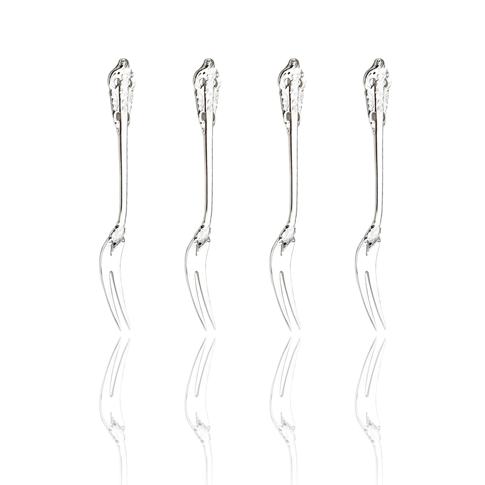 Uniturcky 4-Piece 304 Stainless Steel Fruit Forks Set - Mirror Polished Modern Flatware Cutlery (6.29 inch) for Kitchen, Restaurant, Party & Picnic Use