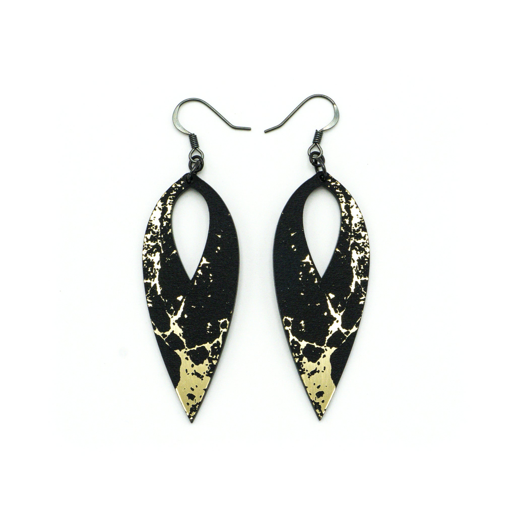 Nativas 19R Acrylic Earrings - Brushed Gold & Black Hoop Earrings for Women, Trendy Statement Jewelry for Party, Wedding & Everyday Wear