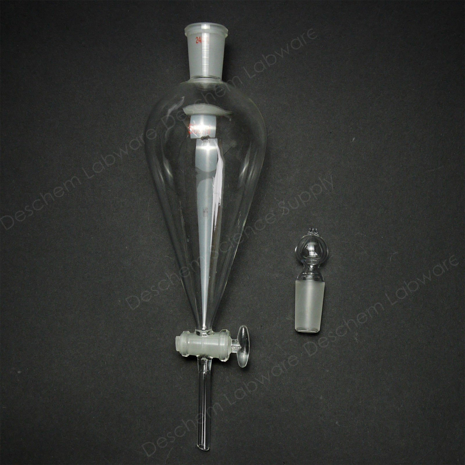 500ml 24/40 Glass Pyriform Separatory Funnel with Straight Drop Tube & Glass Stopcock - Ideal for Chemistry Labs, Essential Oil Extraction & Liquid Separation Experiments
