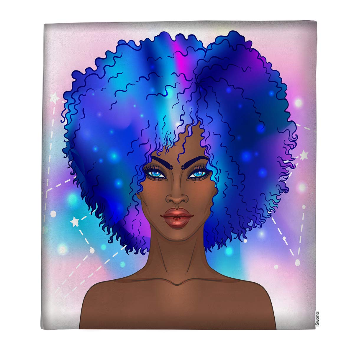 Swono African Girl Throw Blanket - Soft & Warm Decorative Blanket with Galaxy Makeup Design (30
