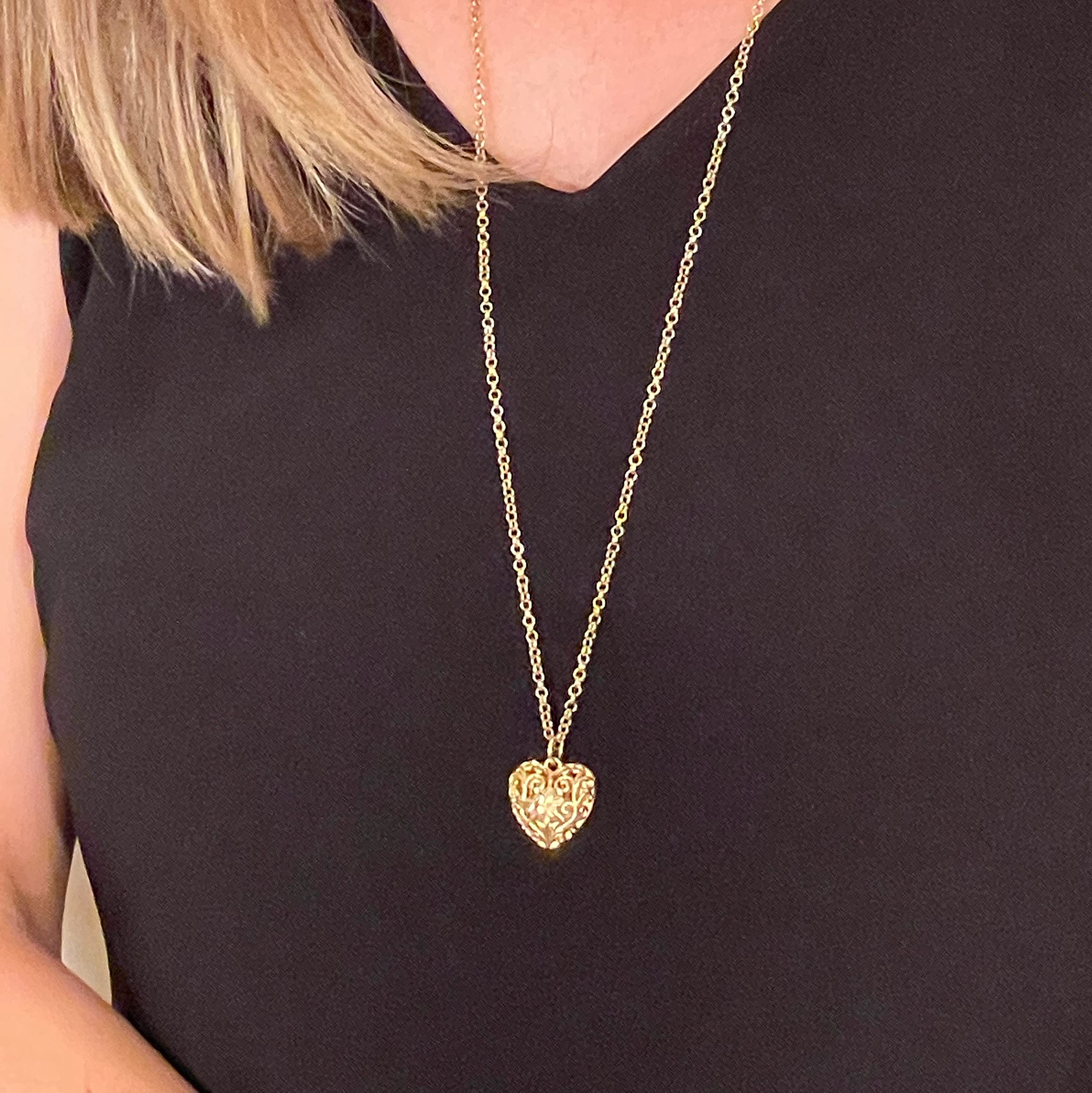 Lisa Hoffman Fragrance Necklace for Women - Heart Charm Perfume Jewelry with Scented Beads, 30 Inch Rolo Chain Necklace | Elegant Gift for Her, Date Night & Special Occasions