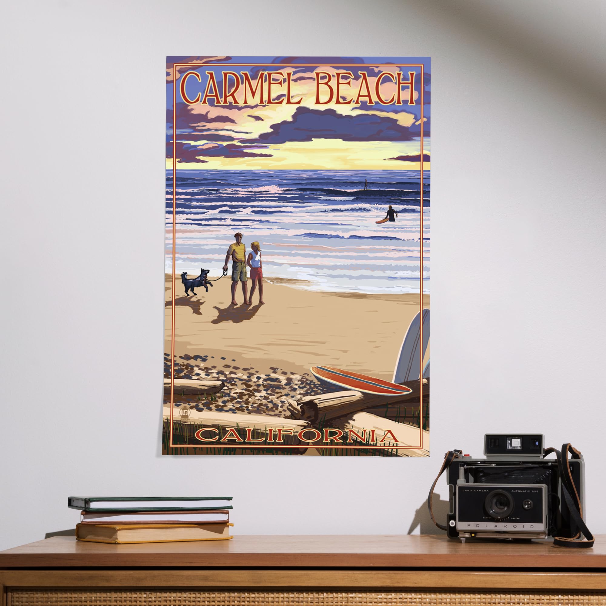 Lantern Press 16x24 Inch Giclee Print - Carmel Beach California Sunset Beach Scene Wall Art for Living Room, Bedroom & Office Decor