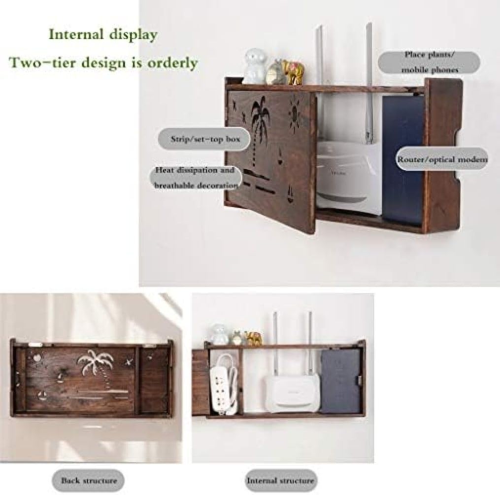 Wall-Mounted WiFi Router Storage Box with Cable Management - Organize and Hide Router, Modem & Cables - Perfect for Home Office, Living Room, and Bedroom Network Setup