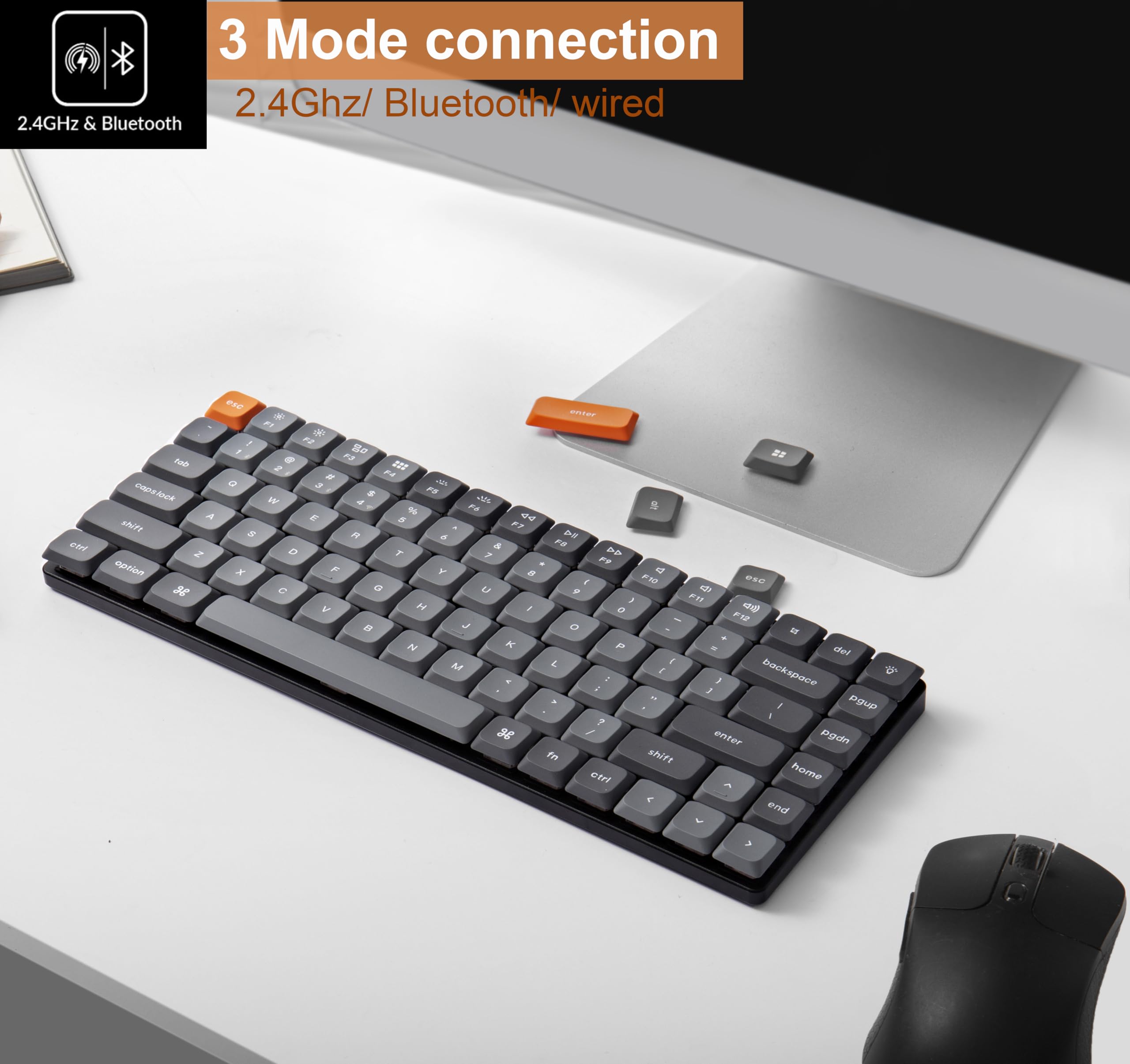 Keychron K3 Max Ultra-Slim Wireless Mechanical Keyboard - QMK/VIA Programmable, Hot-Swappable Brown Switches, 3-Mode Connectivity (2.4GHz/Bluetooth/Wired), 75% Compact Layout with RGB Backlit - Perfect for Gaming, Office & Mac/Windows Users