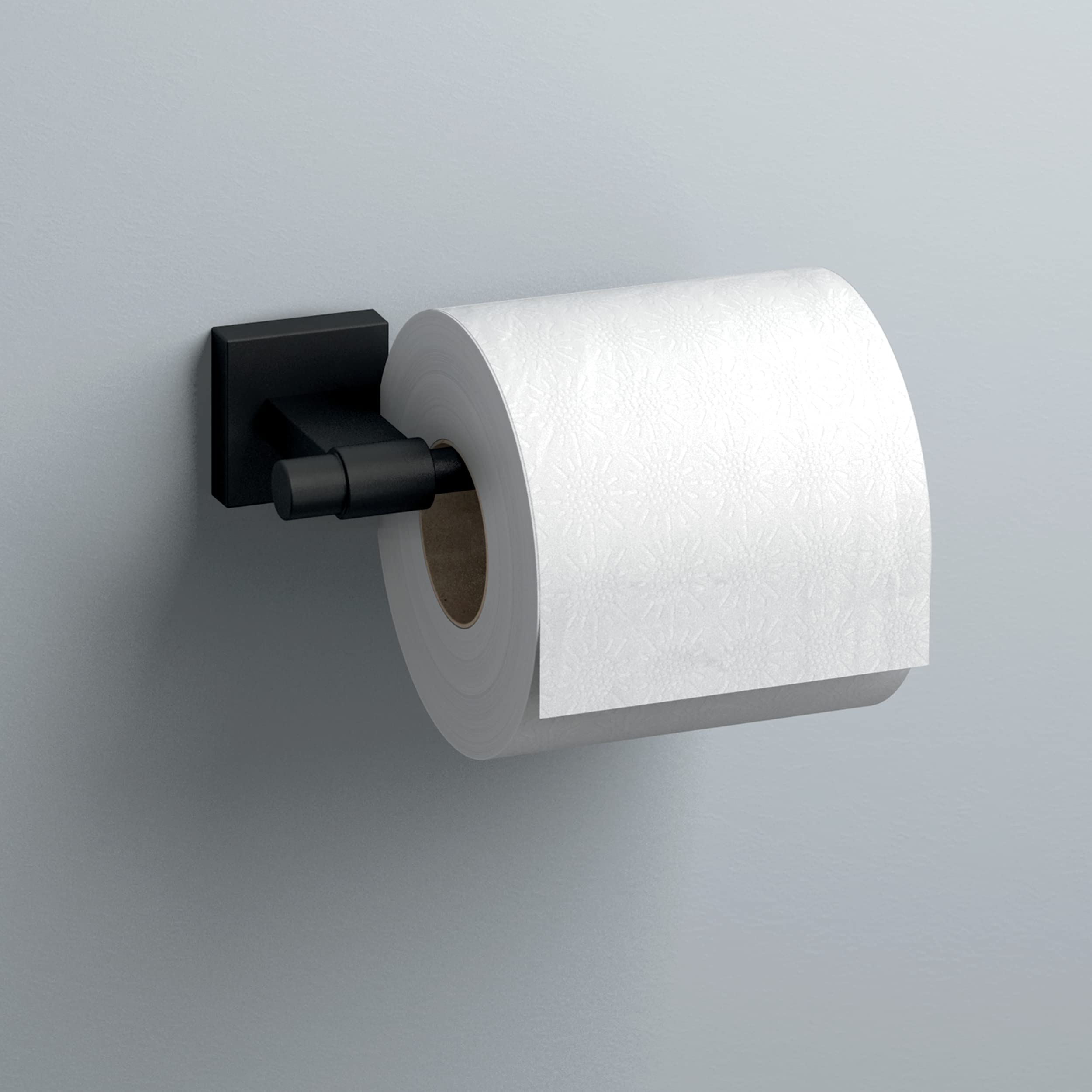 Franklin Brass Maxted Single Post Toilet Paper Holder (1-Pack) - Matte Black Bathroom Tissue Roll Holder - Wall Mounted European Style Bathroom Accessory for Home & Hotel Organization (MAX51-FB) - Perfect for Modern Bathrooms, Powder Rooms and Guest Suites