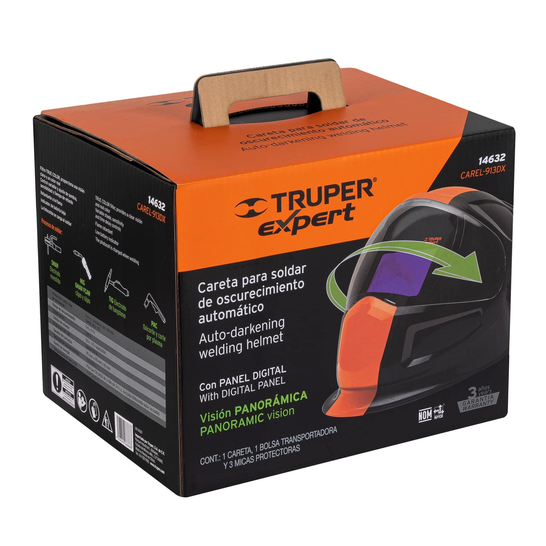 Truper Expert Digital Auto-Darkening Welding Helmet with Shade 9-13 - Ideal for MIG, TIG, and Arc Welding Projects