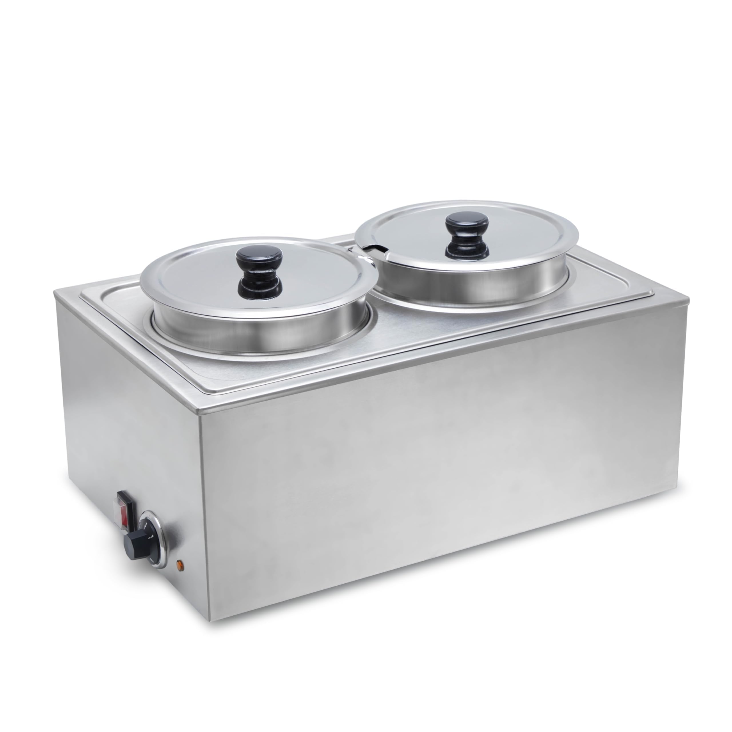 Commercial Grade Stainless Steel Bain Marie Buffet Food Warmer - 2 Round Pots for Catering, Restaurants & Buffets | Keep Food Hot for Events, Banquets & Commercial Kitchens