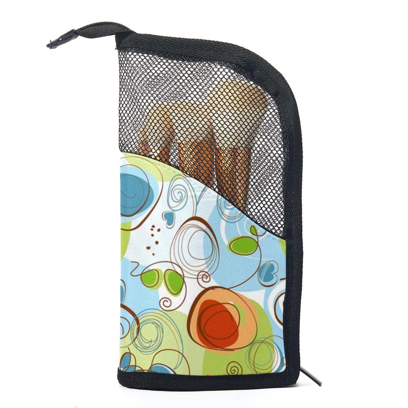 12-Piece Makeup Brush Set with Geometric Abstract Swirl Organizer Bag - Portable Brush Holder Case for Travel & Professional Makeup Artists