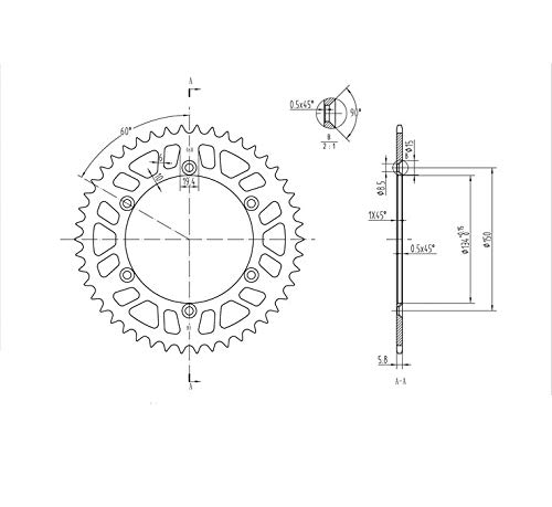 BikeMaster Rear Steel 46 Tooth Sprocket for Kawasaki KX250 1997 - Durable Motorcycle Gear Replacement for Off-Road & Motocross Racing