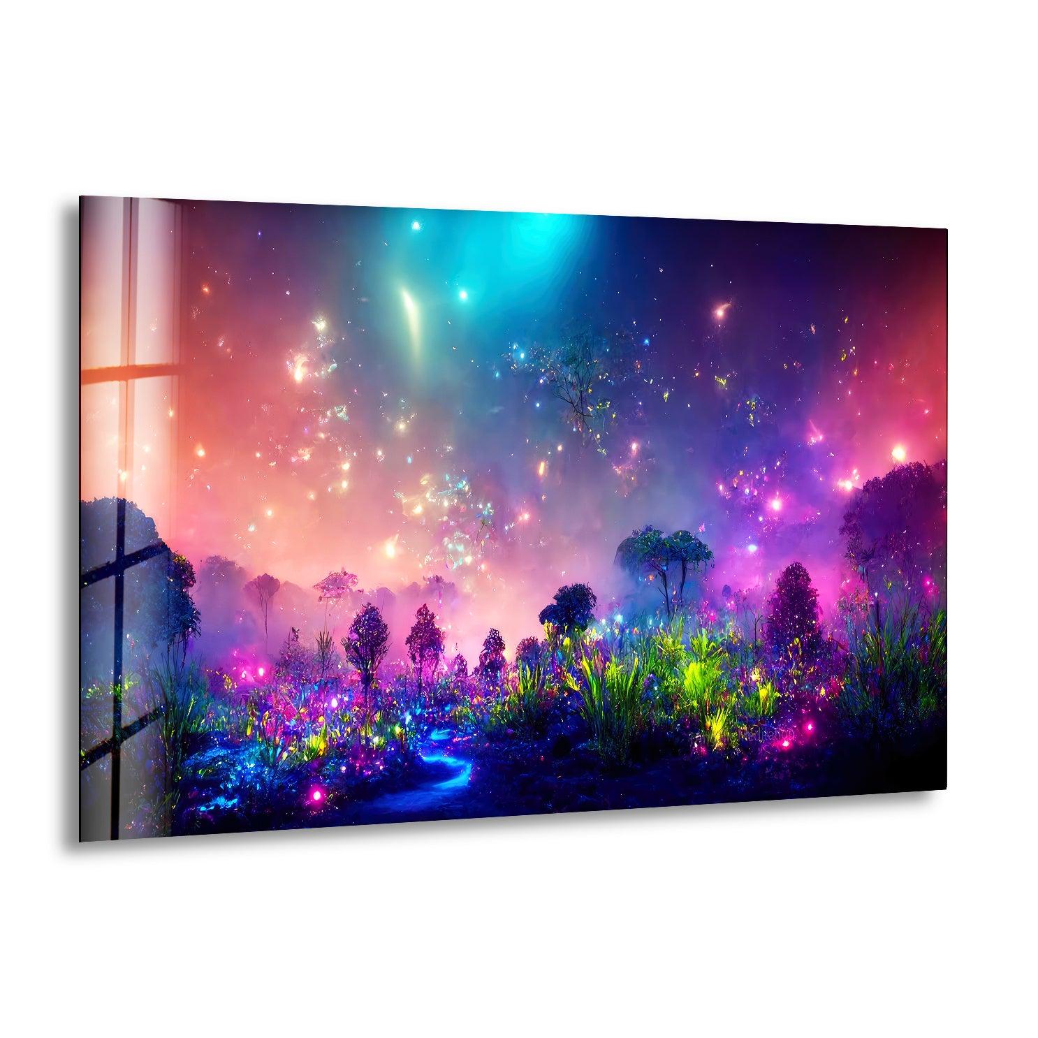Glowing Bioluminescent Plants Wall Art - Unique LED Glass Decor for Home & Office - Perfect for Bedroom, Living Room, and Indoor Garden Decor