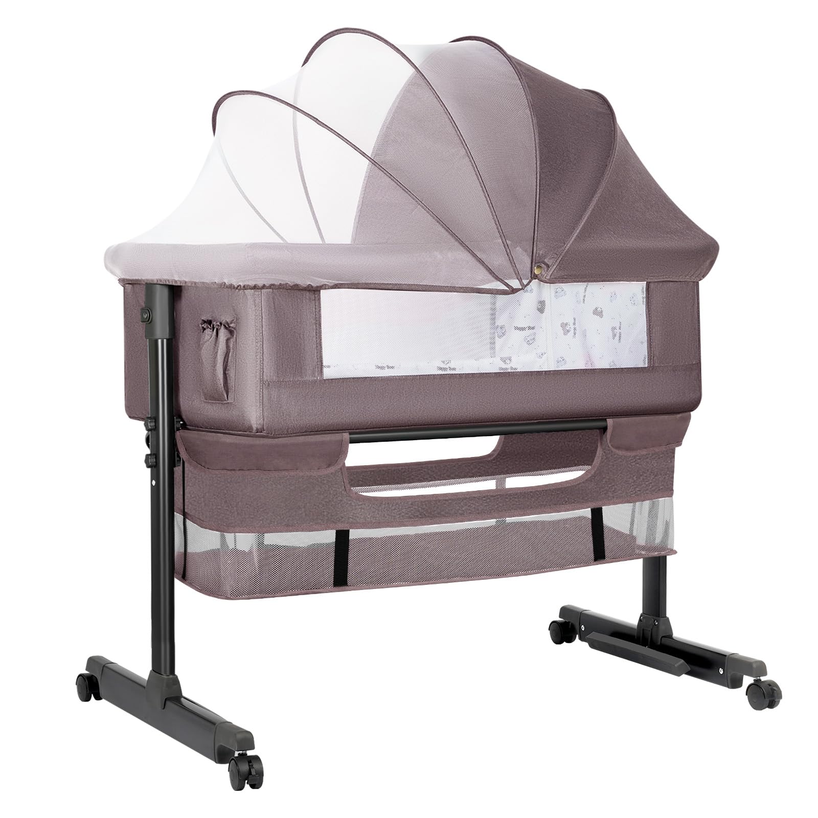 **2024 New Style Baby Bassinet - Portable Foldable Bedside Sleeper Crib for Boys & Girls (Brown) - Perfect for Nursery, Travel & Co-Sleeping**
