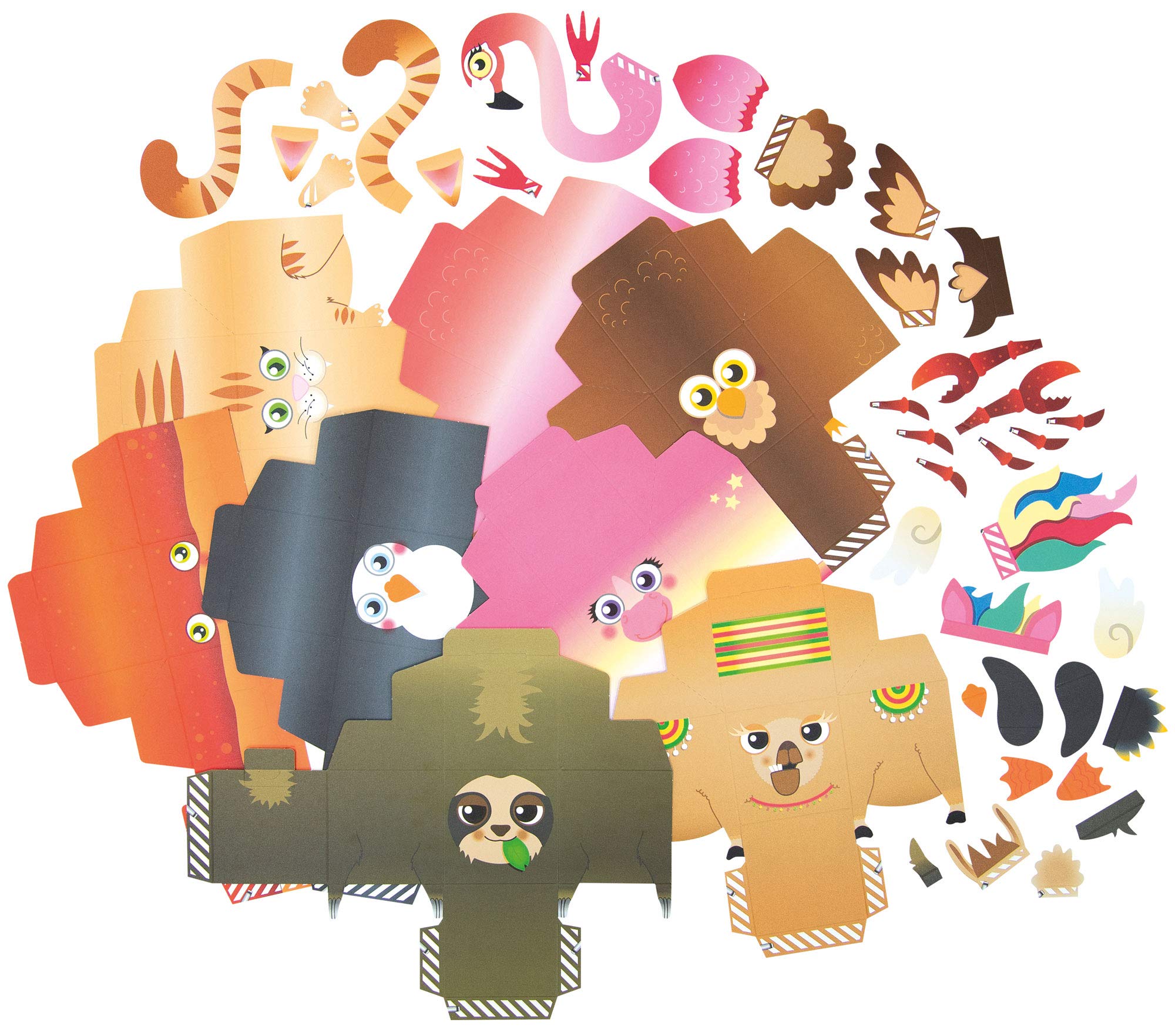 Folia 21902 Fun DIY Animal Boxes Set II - 8 Pre-Cut Multi-Colored Craft Boxes for Kids | Creative Play, Party Favors & Classroom Activities