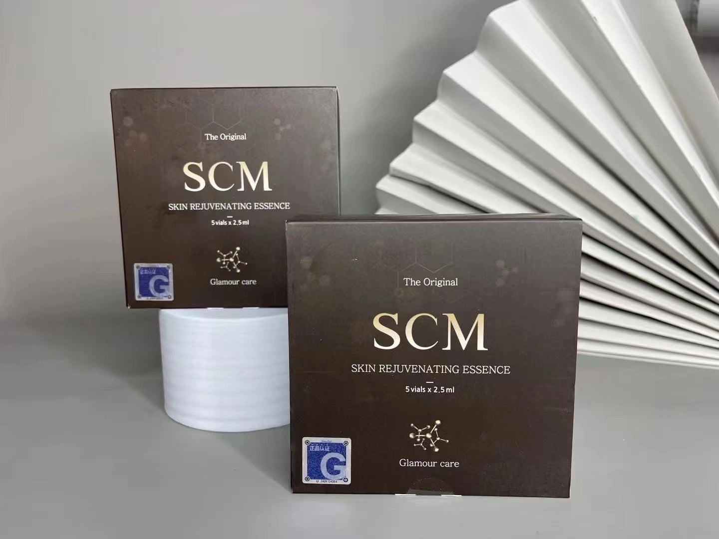 SCM Skin Rejuvenating Essence with Human Stem Cells - 2.5ml x 5 Vials - Anti-Aging Facial Serum for Wrinkle Reduction & Skin Repair - Perfect for Nighttime Skincare Routine & Daily Hydration Boost