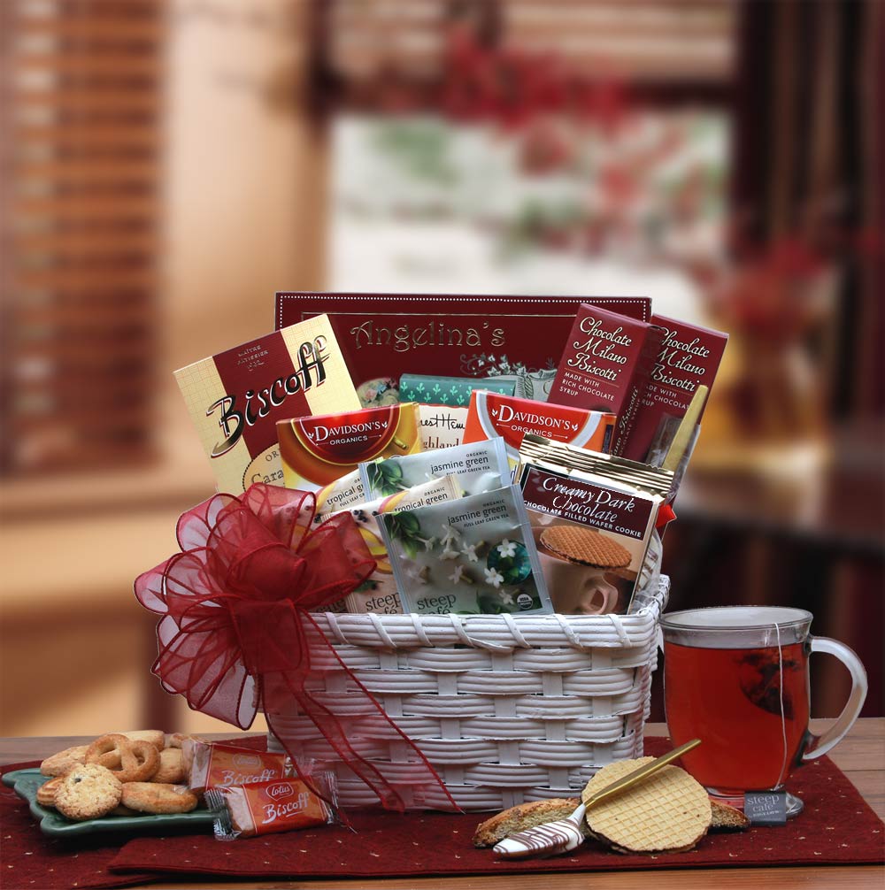 Premium Tea Gift Basket - Assorted Gourmet Tea Sampler with Cookies & Treats - Perfect for Holidays, Birthdays & Corporate Gifting (GBDS 810872)