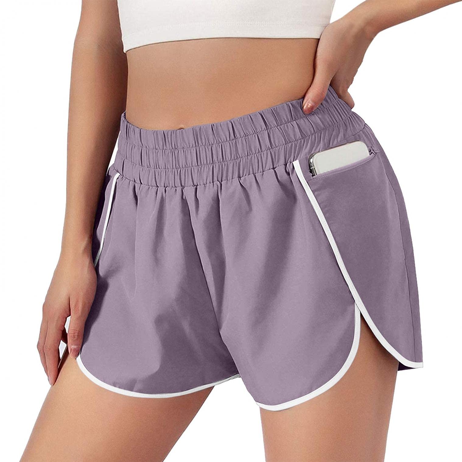 Women's Elastic Waist Paper Bag Shorts - Casual Wide Leg Sport Pants for Summer Outings