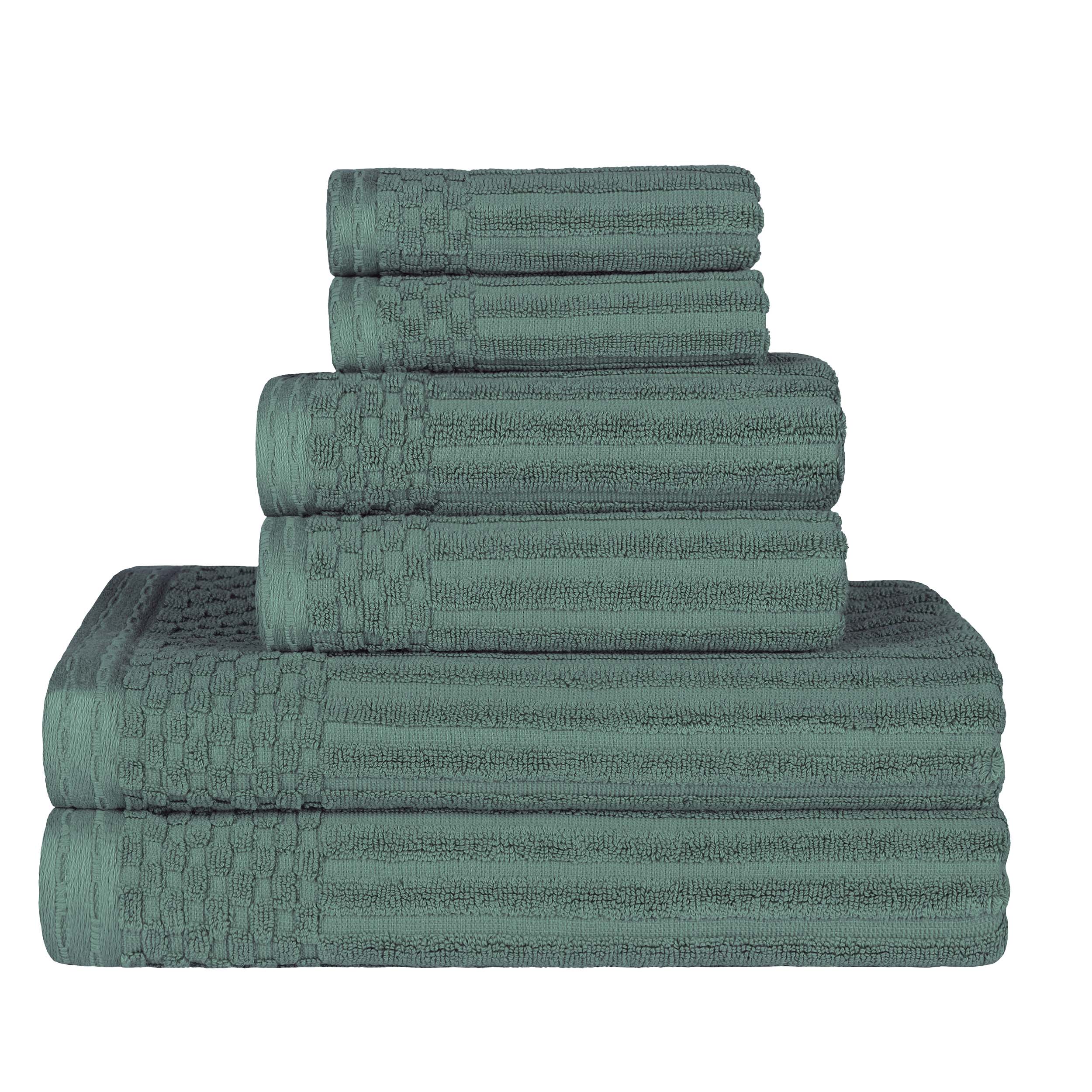 Premium 6-Piece Cotton Ribbed Towel Set - Medium Weight, Soft & Absorbent Bath Towels for Spa, Gym, and Home Use