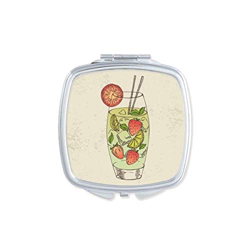 DIYthinker Strawberry Fruit Juice Illustration Pattern Portable Compact Pocket Mirror - Double Sided Glass Makeup Mirror for Travel, Purse & Handbag (Perfect for Home, Office & On-the-Go Touch Ups)