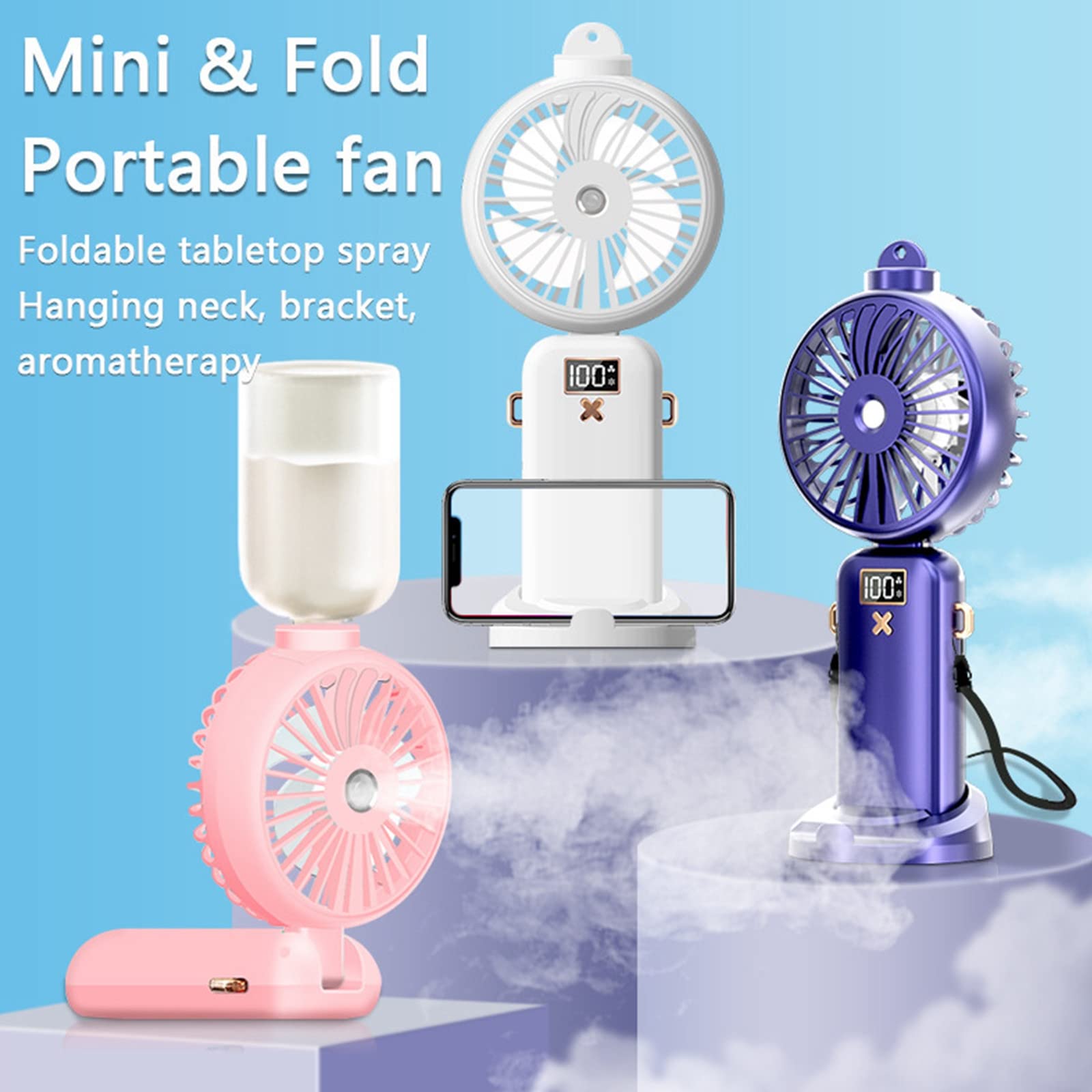 USB Rechargeable Neck Fan - Portable Personal Cooling Fan with 360° Airflow, Battery Operated for Indoor/Outdoor Use - Perfect for Office, Gym, Travel & Summer Activities (10.6x4.7x21.7cm)