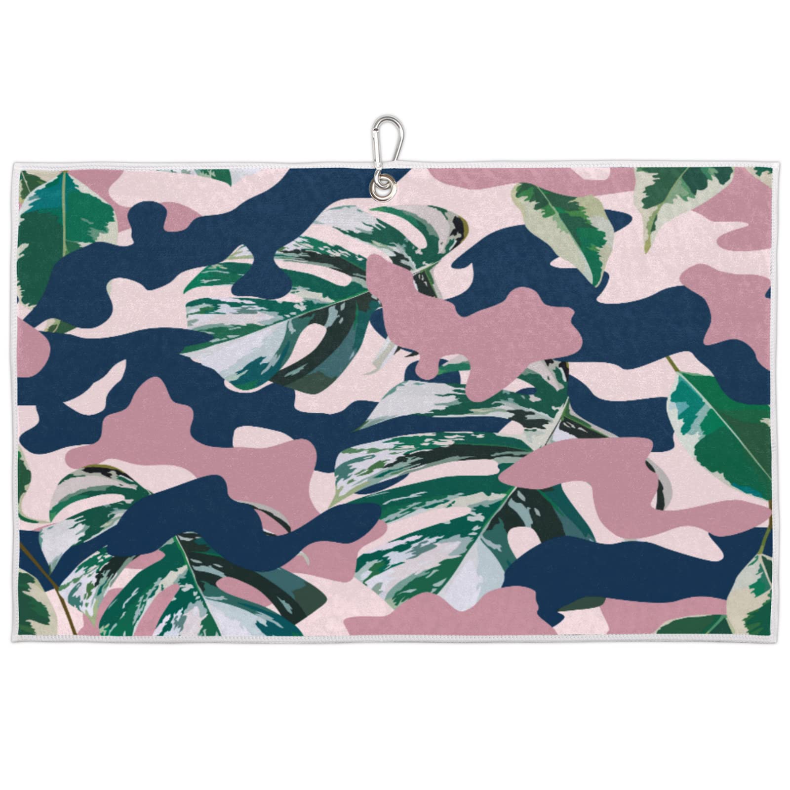 Microfiber Golf Towel with Camo Tropical Leaves Print - Quick-Drying, Breathable & Machine Washable - Lightweight Sports Towel for Golf, Yoga, Workout & Running - Perfect for Outdoor Activities & Gym Sessions
