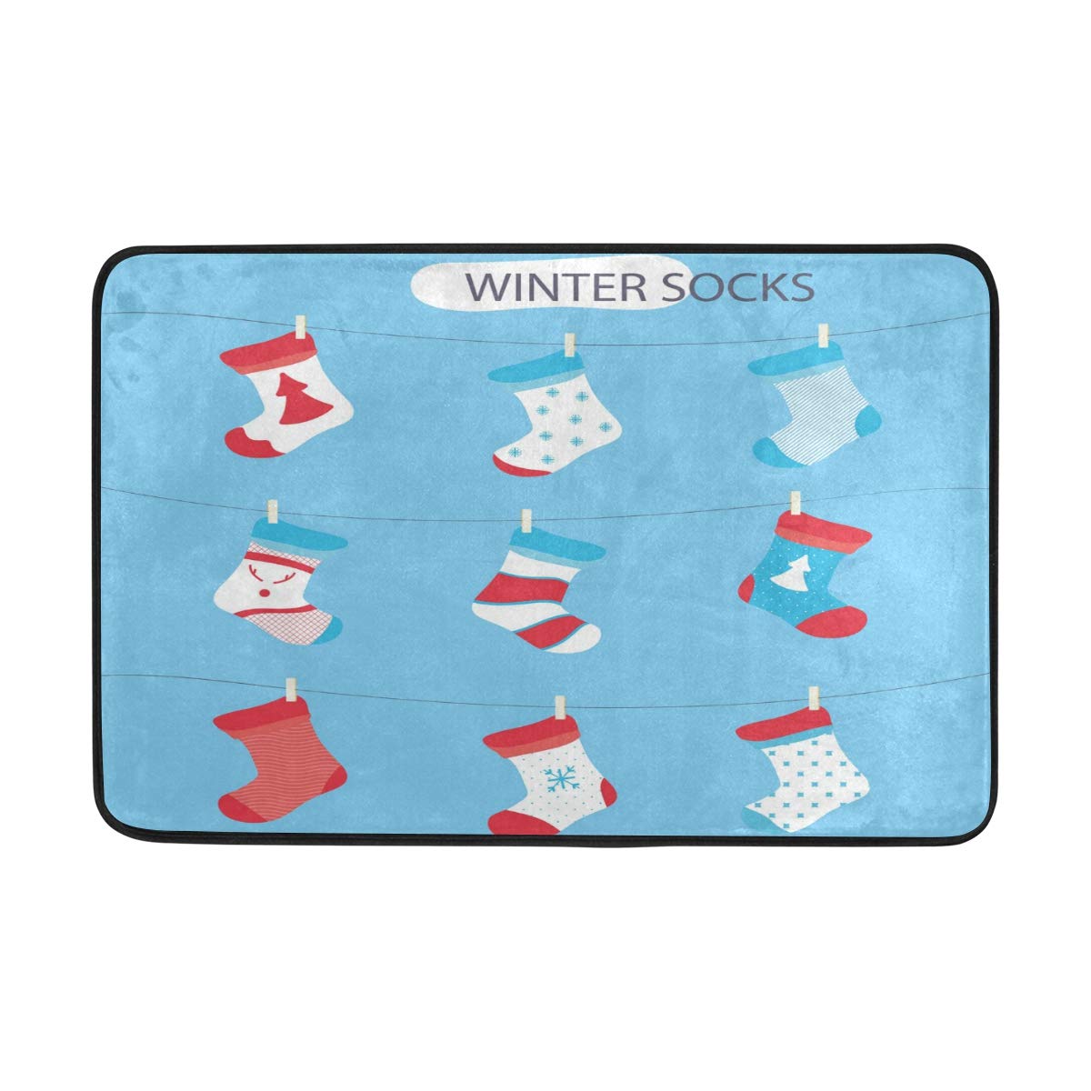 LittleLuck Christmas Winter Socks Doormat - 23.6