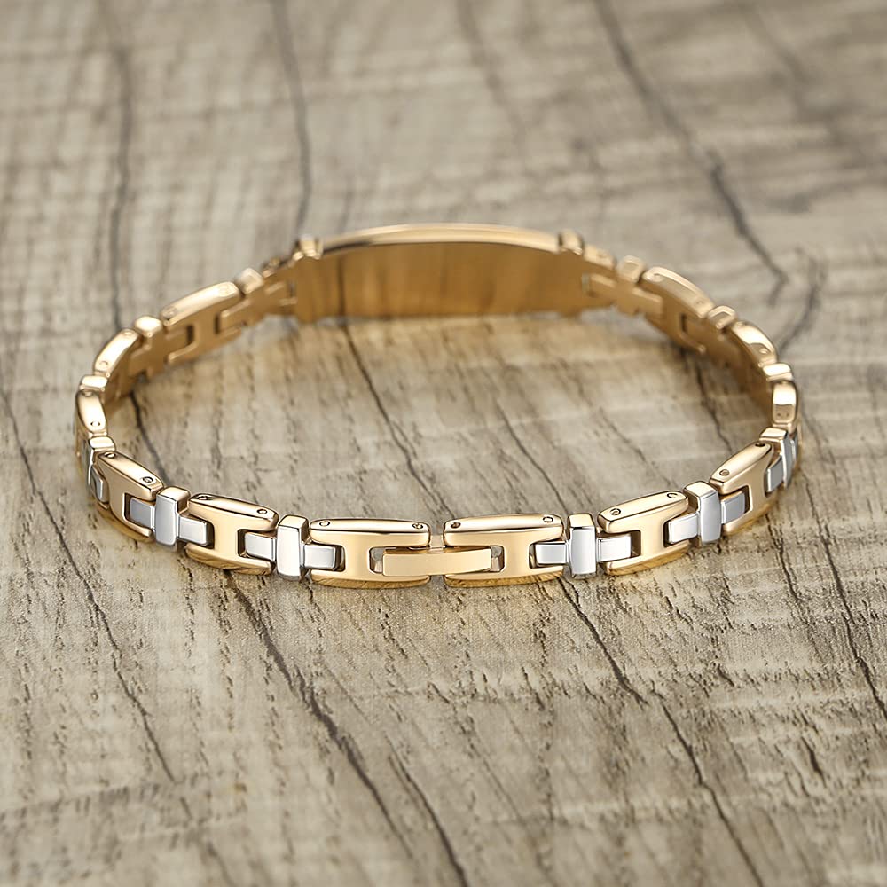 LinnaLove Women's Medical Alert ID Bracelet - Stainless Steel Emergency Medical Bracelet for Women - Adjustable 7.5