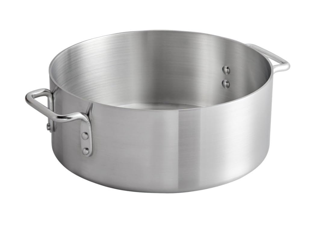 Soro Essentials 15 Quart Aluminum Brazier with Riveted Handles - 4mm Thick Medium Weight Cookware Pot for Roasting, Sauteing, Searing & Pan Frying - Perfect for Home Kitchen, Restaurant & Outdoor Cooking