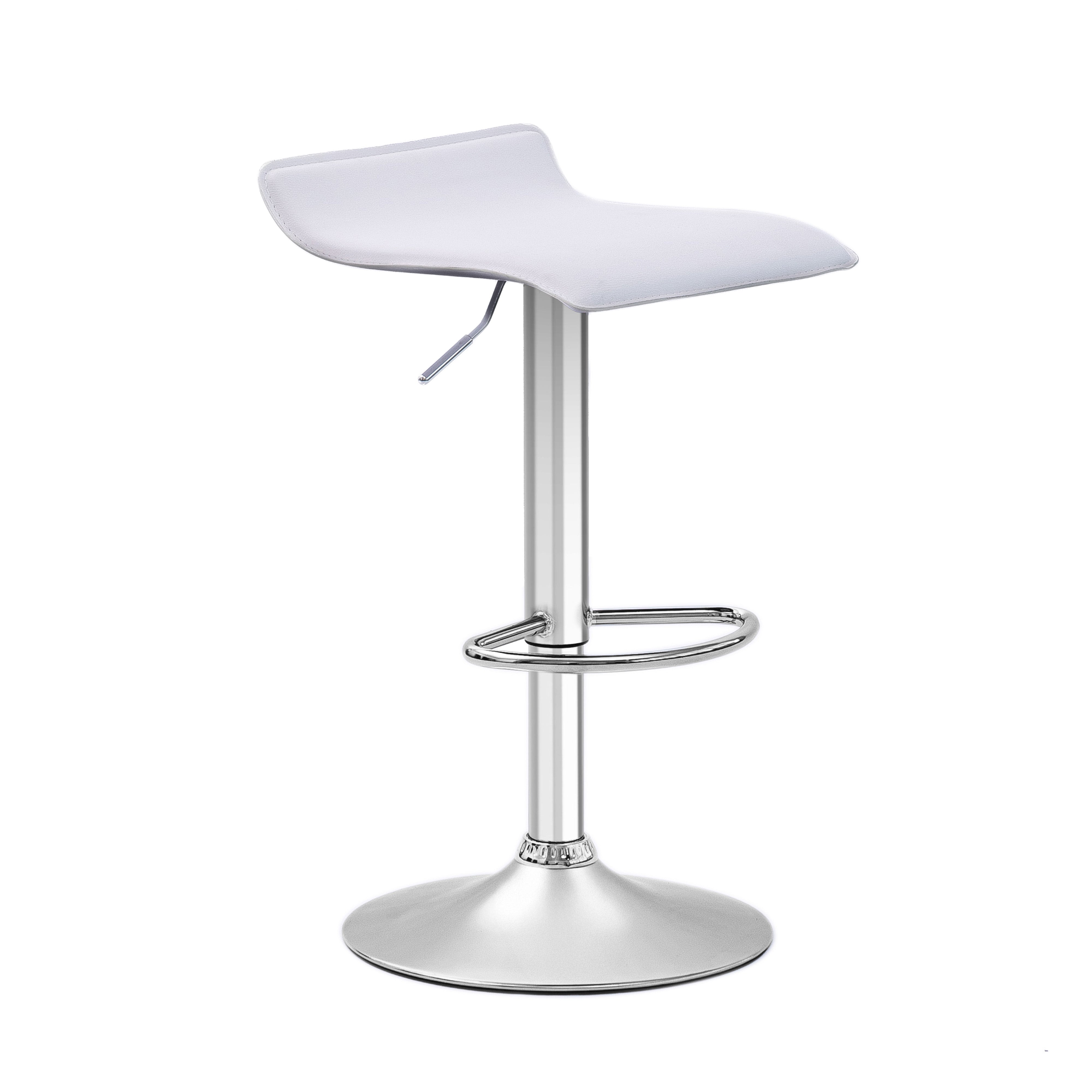 Set of 4 Urban Style Craig Bar Stools with Gas Lift Mechanism - Chrome & White Modern Kitchen Counter Stools for Dining Room, Bar or Breakfast Nook
