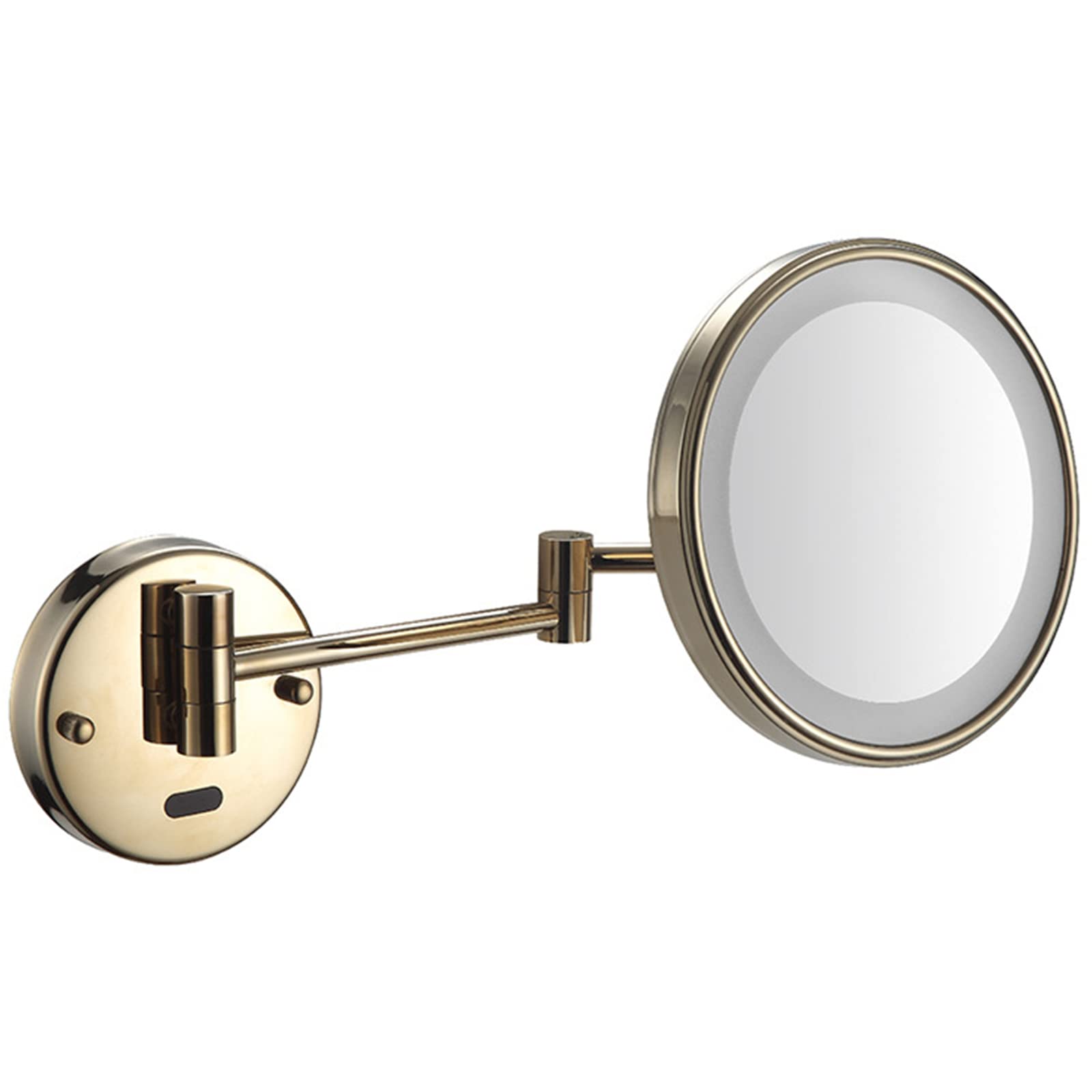 FUDGIO Smart Sensor Makeup Mirror with LED Lights - 10X Magnification, Rotatable & Extendable Wall Mounted Vanity Mirror for Shaving & Makeup - Gold (Hardwired) - Perfect for Bathroom, Bedroom & Dressing Room