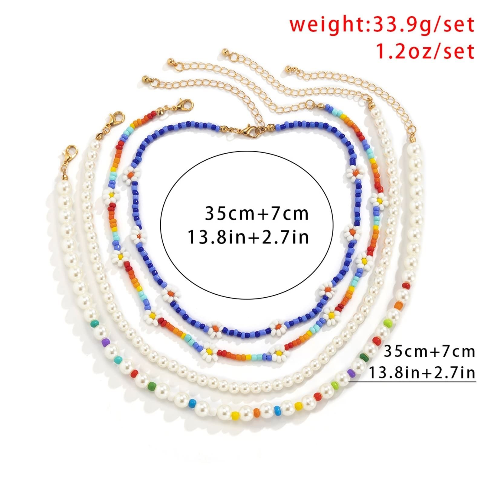Stylish Gold Layered Necklace Set for Women - Daisy Pearl Beaded Alloy Jewelry | Perfect Gift for Mom, Birthday, Anniversary & Everyday Wear