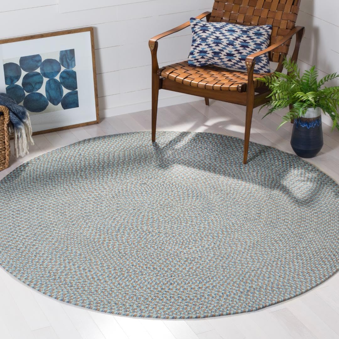 SAFAVIEH Braided Collection 6' Round Multi BRD170A Handmade Reversible Cotton Area Rug - Country Cottage Style for Living Room, Bedroom & Dining Room Decor