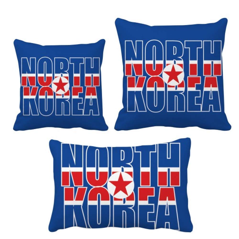 DIYthinker North Korea Country Flag Name Throw Pillow Covers Set - 18x18 Inch Decorative Sofa Cushion Covers for Living Room, Bedroom, Office - Perfect Gift for Home Decor & National Pride Enthusiasts