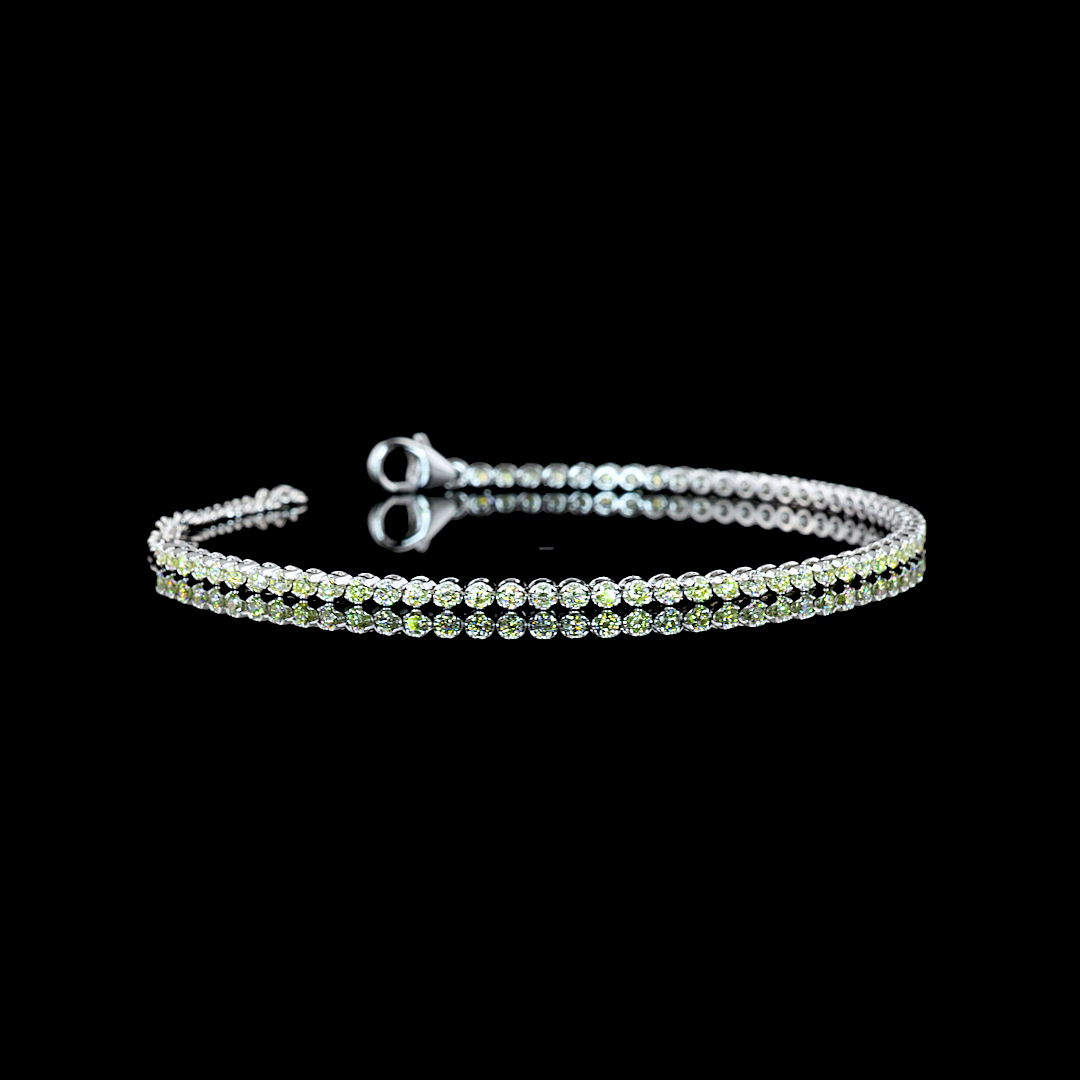 0.98 Carat Lab Grown Round Fancy Vivid Yellow VS2 Diamond - 14K White Gold Tennis Bracelet for Women | Elegant Jewelry Gift for Anniversary, Birthday & Special Occasions
